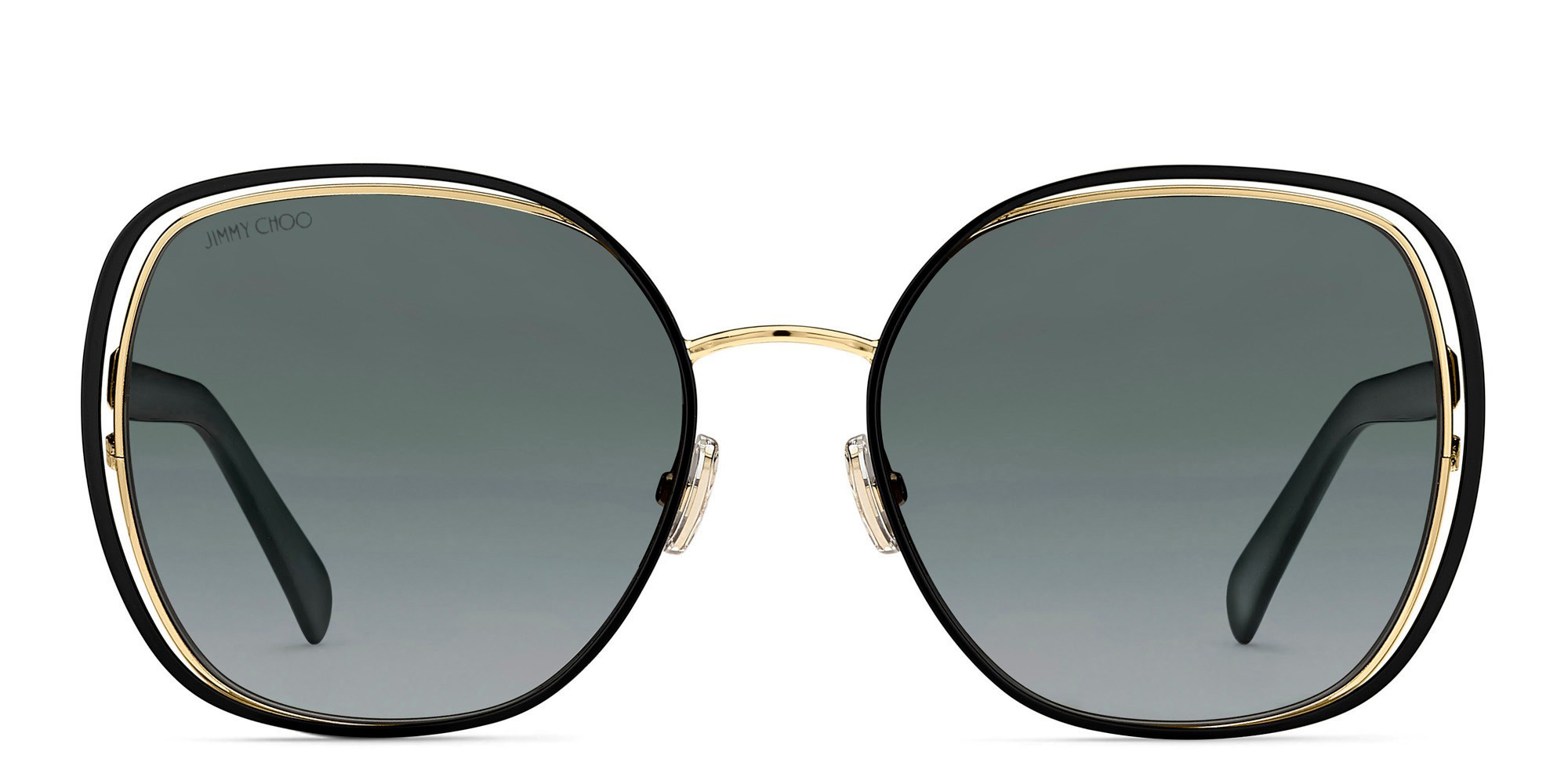JIMMY CHOO Dodie/S Wide Round Sunglasses in Black Gold – Product Photo 1