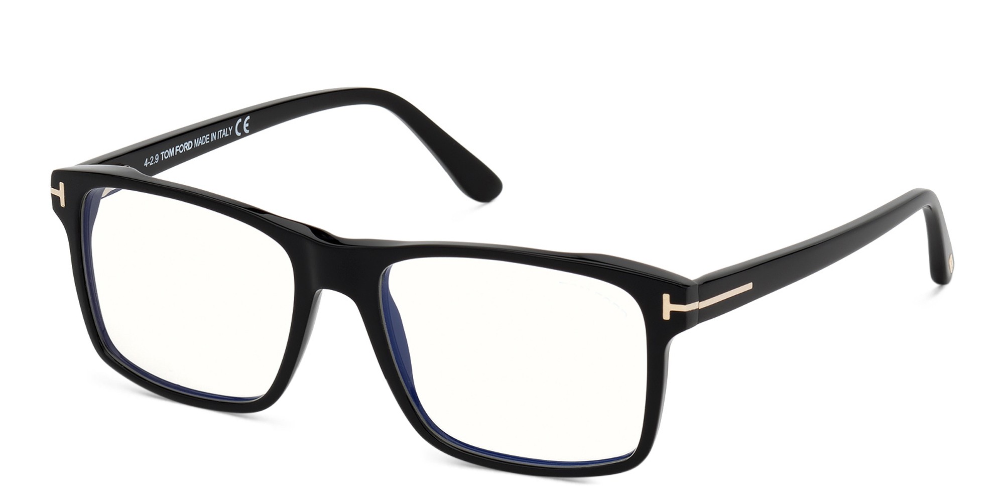 Shop TOM FORD Rectangle Eyeglasses in Shiny Black online.