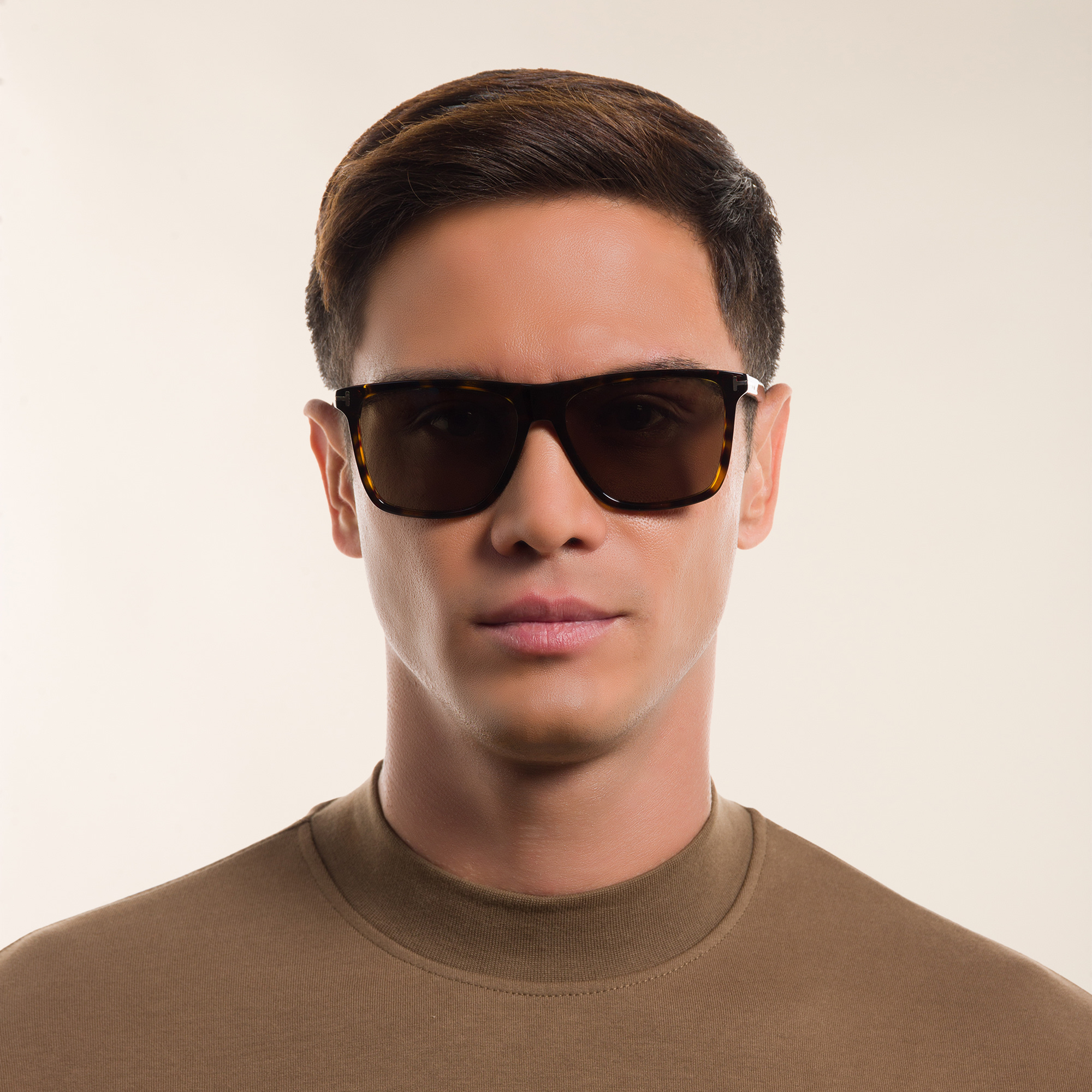 TOM FORD Sugar Beach Unisex Rimless Rectangle Sunglasses in Havana – Product Photo 5