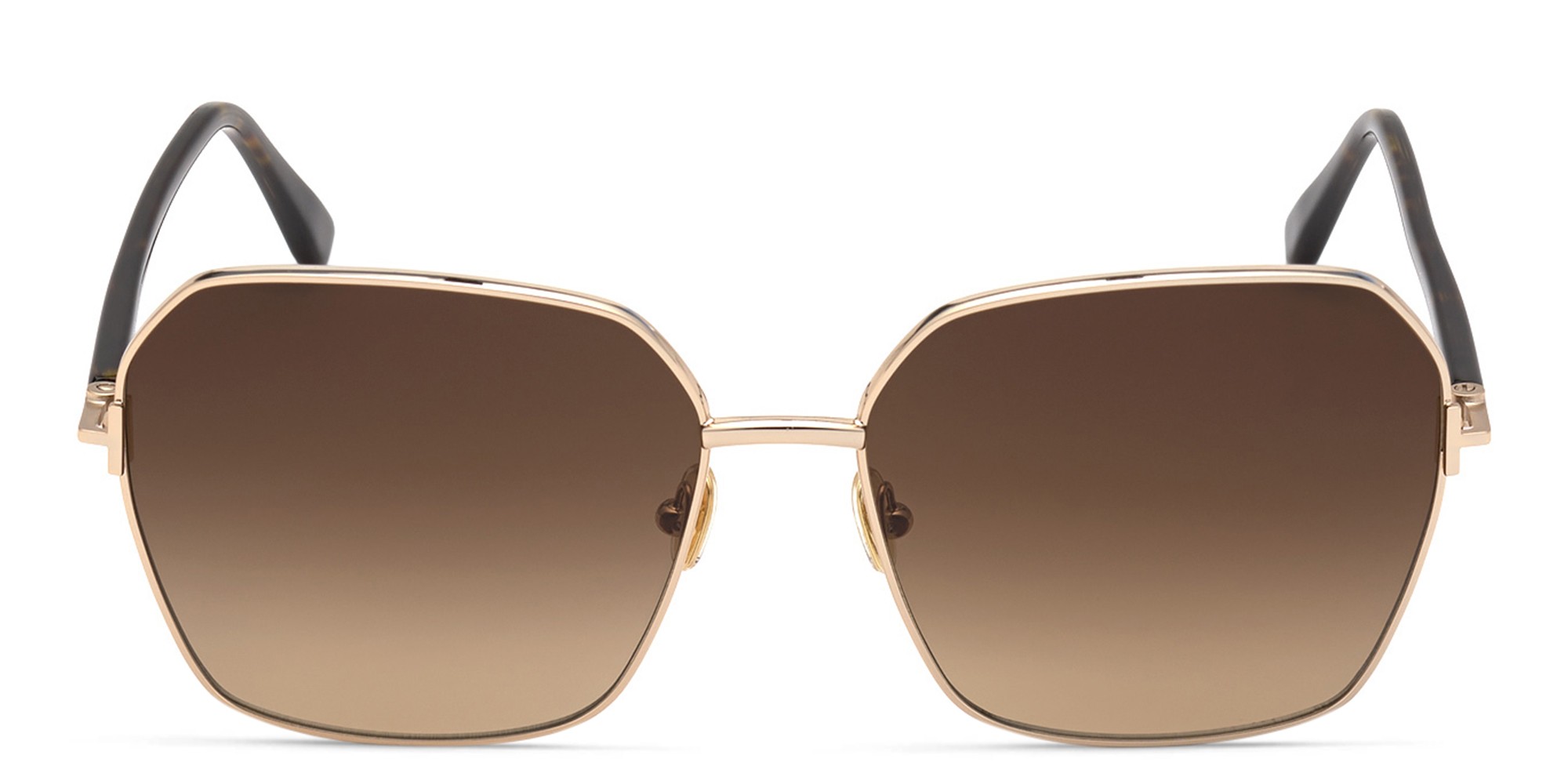 نظارة شمسية بإطار مربع واسعة من توم فورد بلون ذهبي وردي لامع - صورة المنتج 1