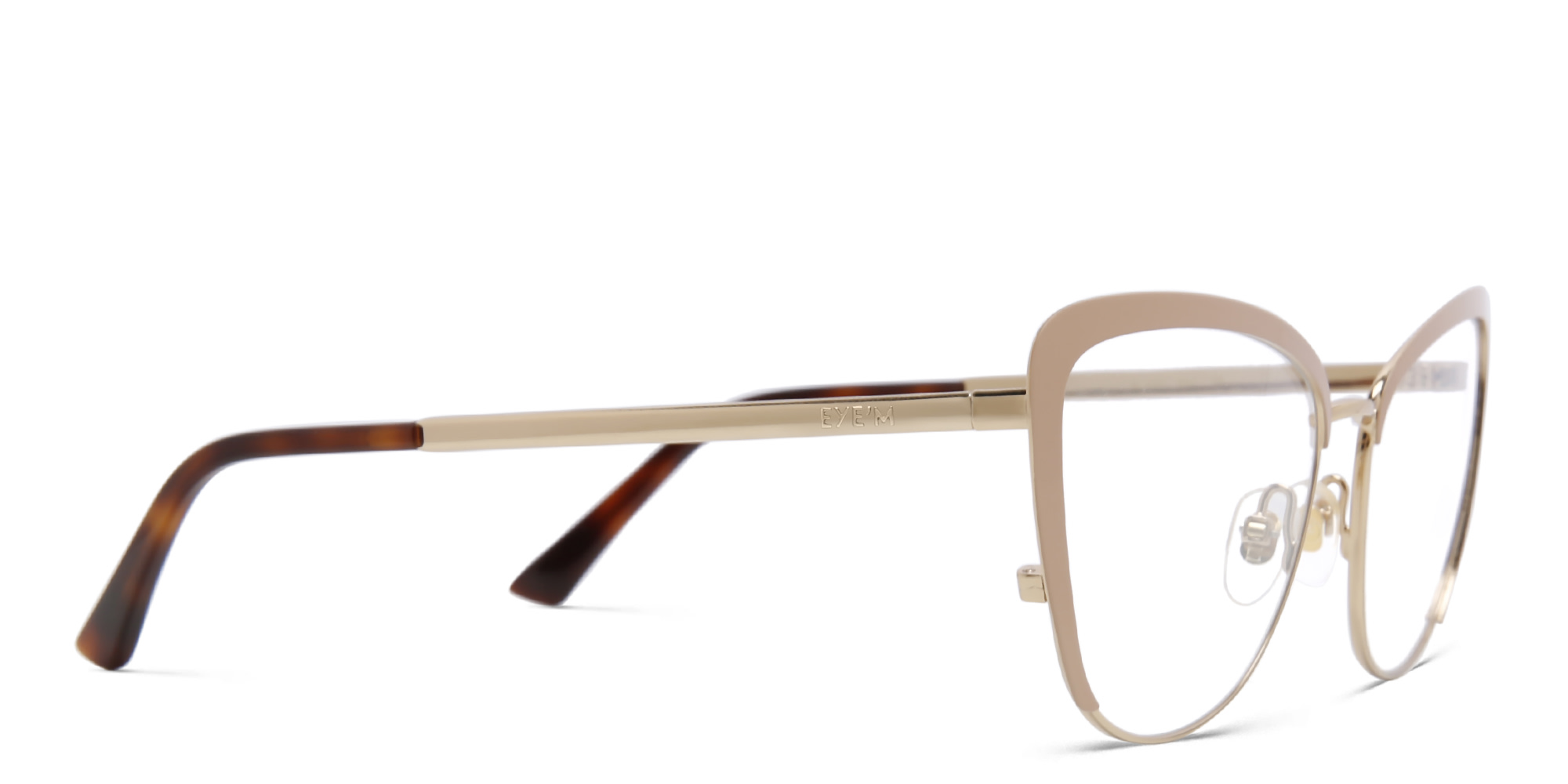 EYE'M Wide Cat Eye Eyeglasses in Nude – Product Photo 3