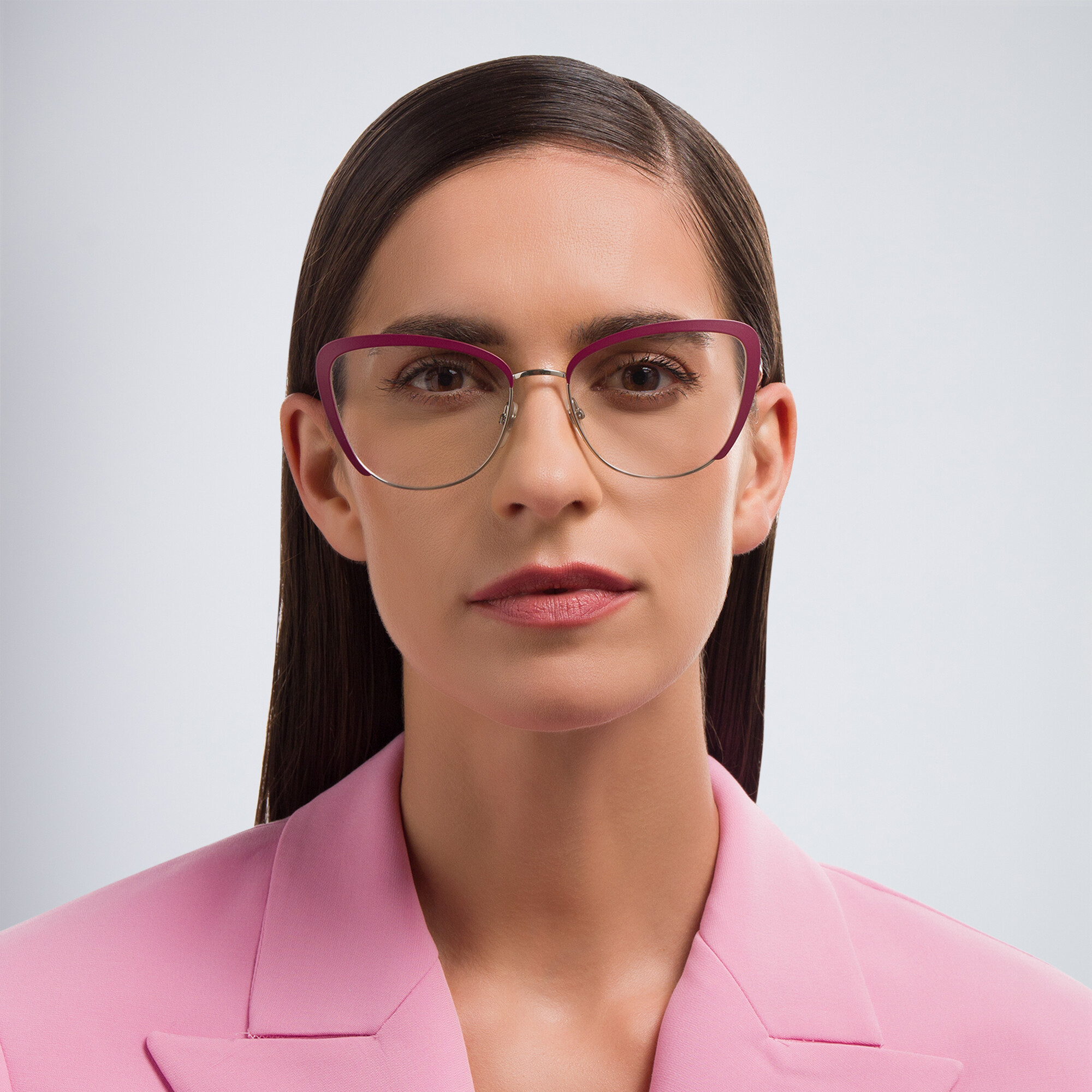 EYE'M Wide Cat Eye Eyeglasses in Red – Product Photo 5