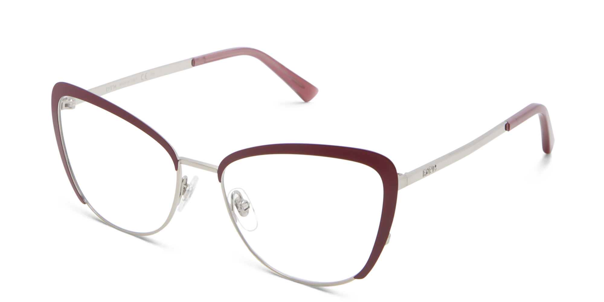 EYE'M Wide Cat Eye Eyeglasses in Red – Product Photo 2