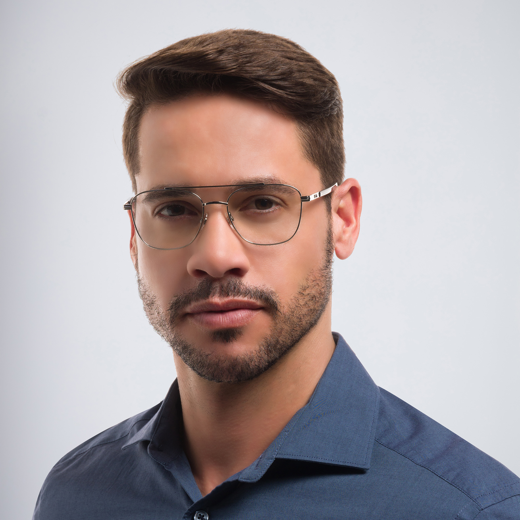 EYE'M Square Eyeglasses in Silver – Product Photo 6