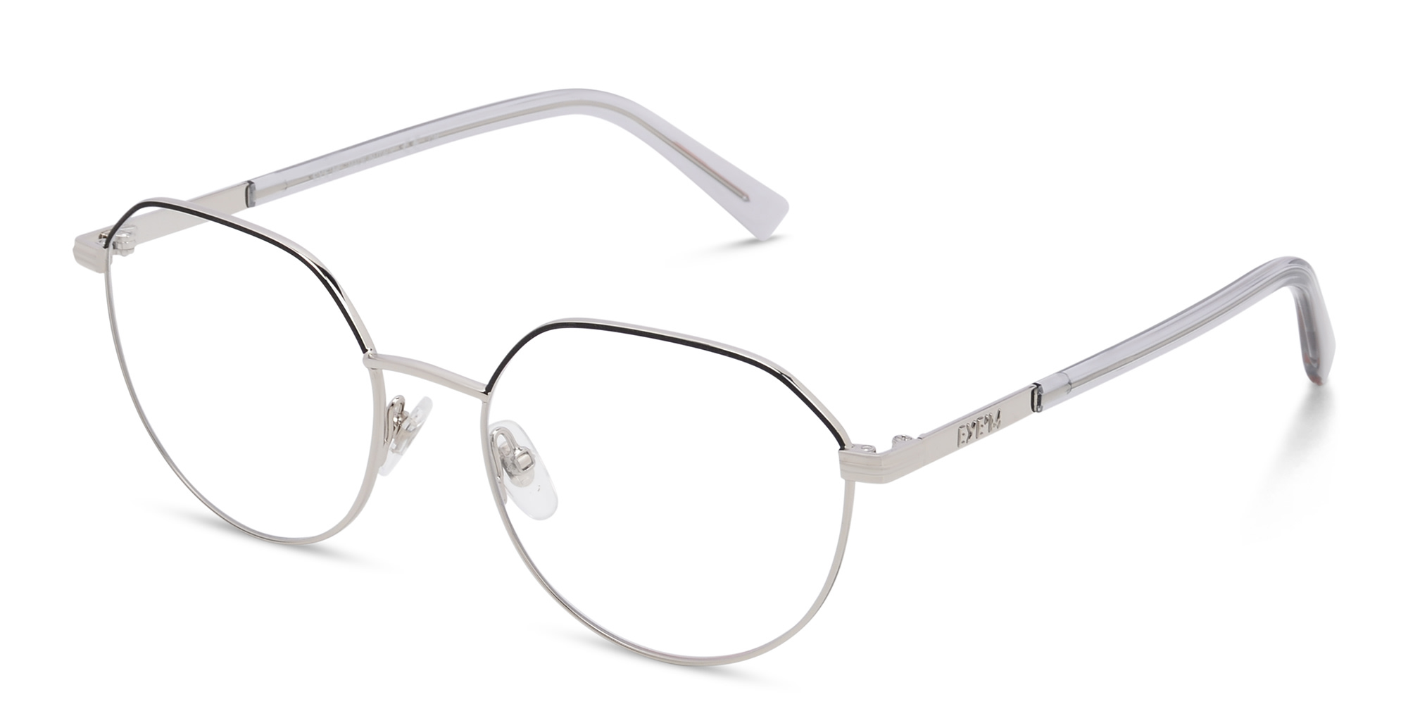EYE'M Round Eyeglasses in Silver – Product Photo 2