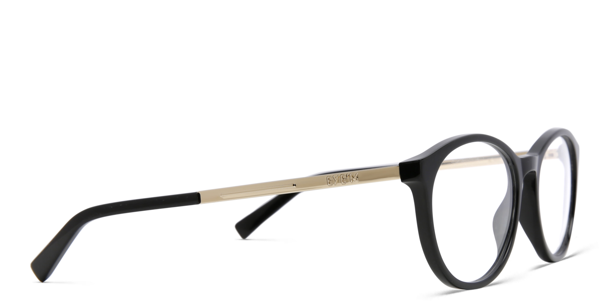 EYE'M Round Eyeglasses in Black – Product Photo 3