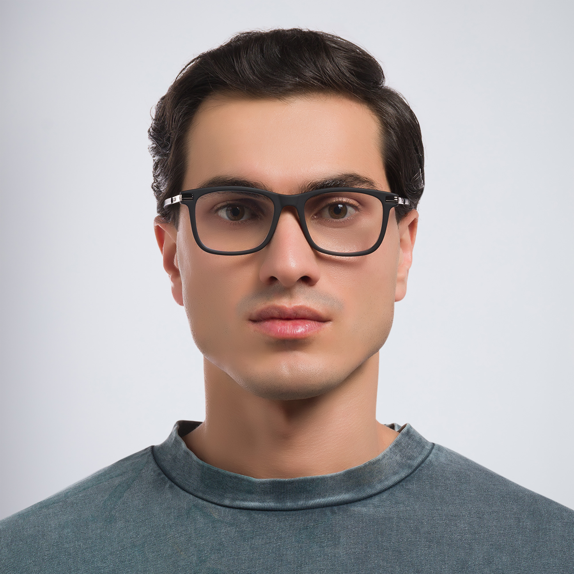EYE'M Square Eyeglasses in Black – Product Photo 5