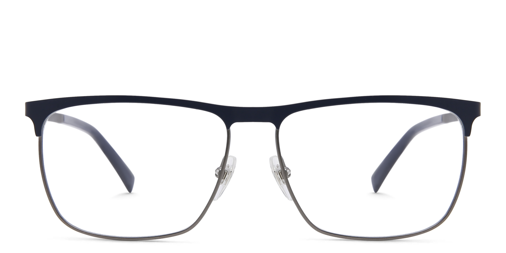 EYE'M Wide Rectangle Eyeglasses in Blue – Product Photo 1