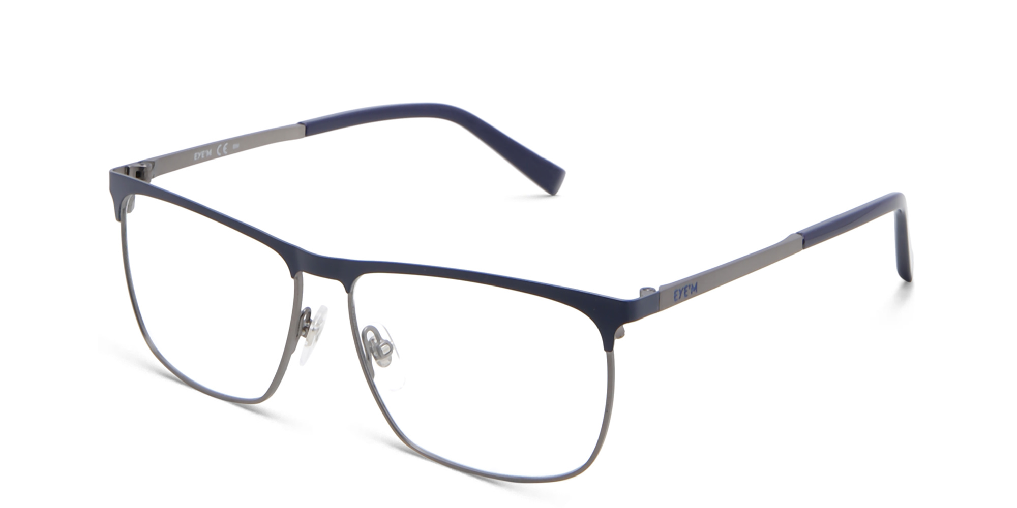 EYE'M Wide Rectangle Eyeglasses in Blue – Product Photo 2