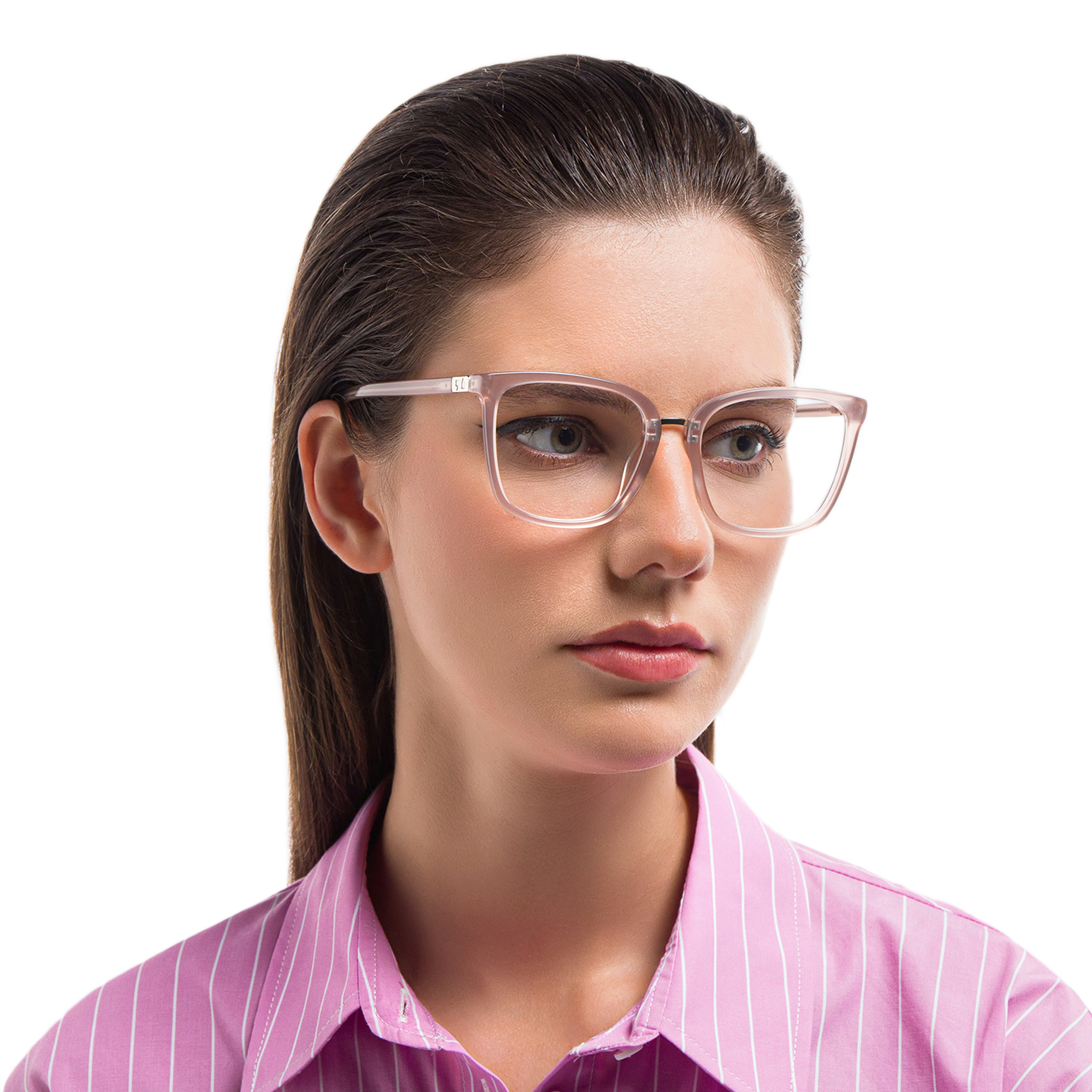 EYE'M Square Eyeglasses in Nude – Product Photo 5