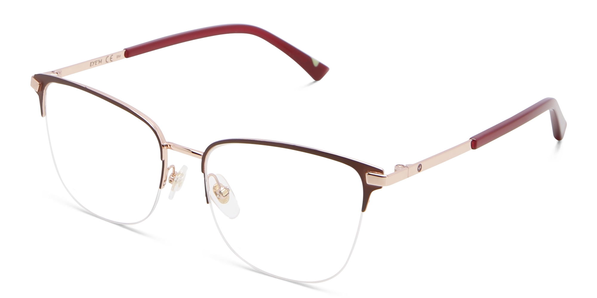 Shop EYE'M Half Rim Cat Eye Eyeglasses in Red online.