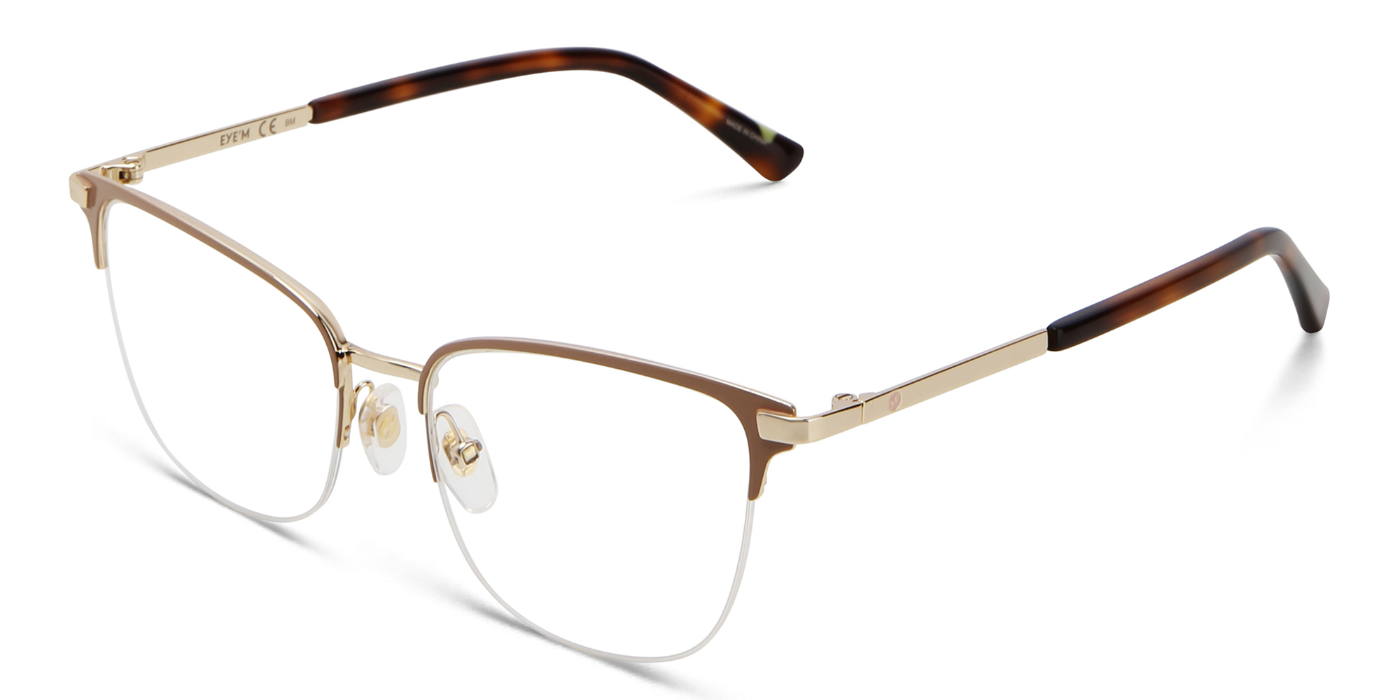 Shop EYE'M Half Rim Cat Eye Eyeglasses in Nude online.