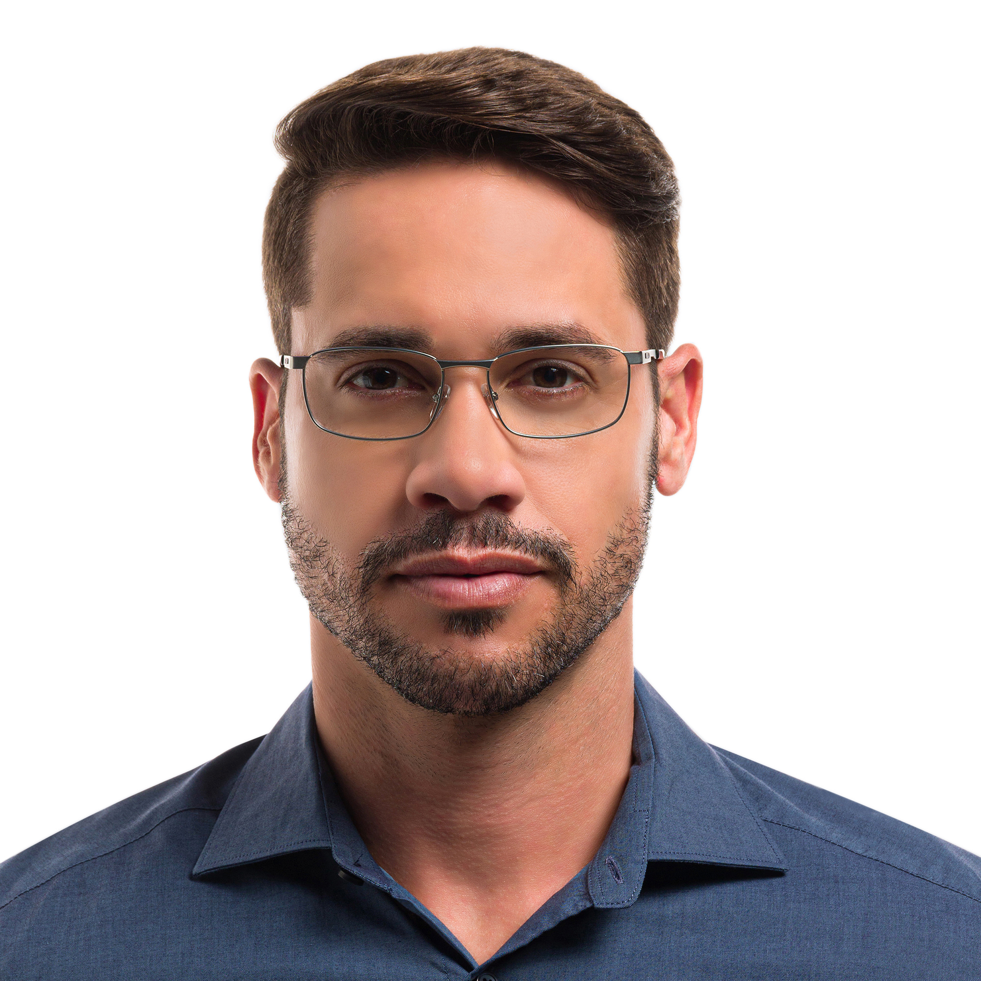 EYE'M Rectangle Eyeglasses in Silver – Product Photo 5