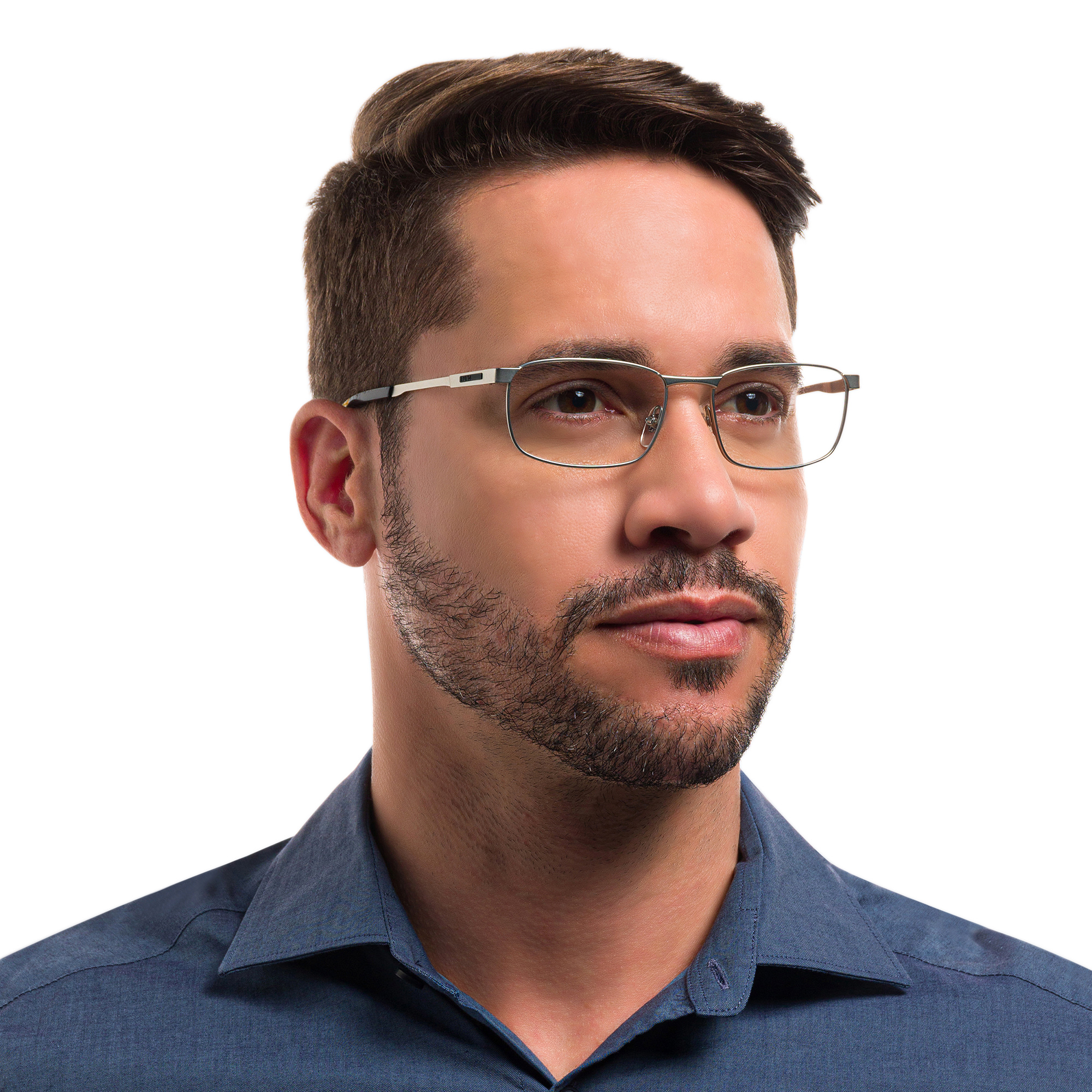 EYE'M Rectangle Eyeglasses in Silver – Product Photo 6