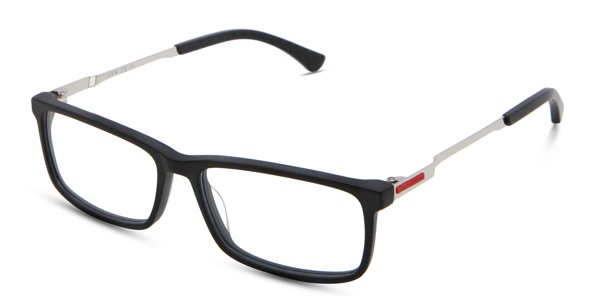 EYE'M Wide Rectangle Eyeglasses in Black – Product Photo 2