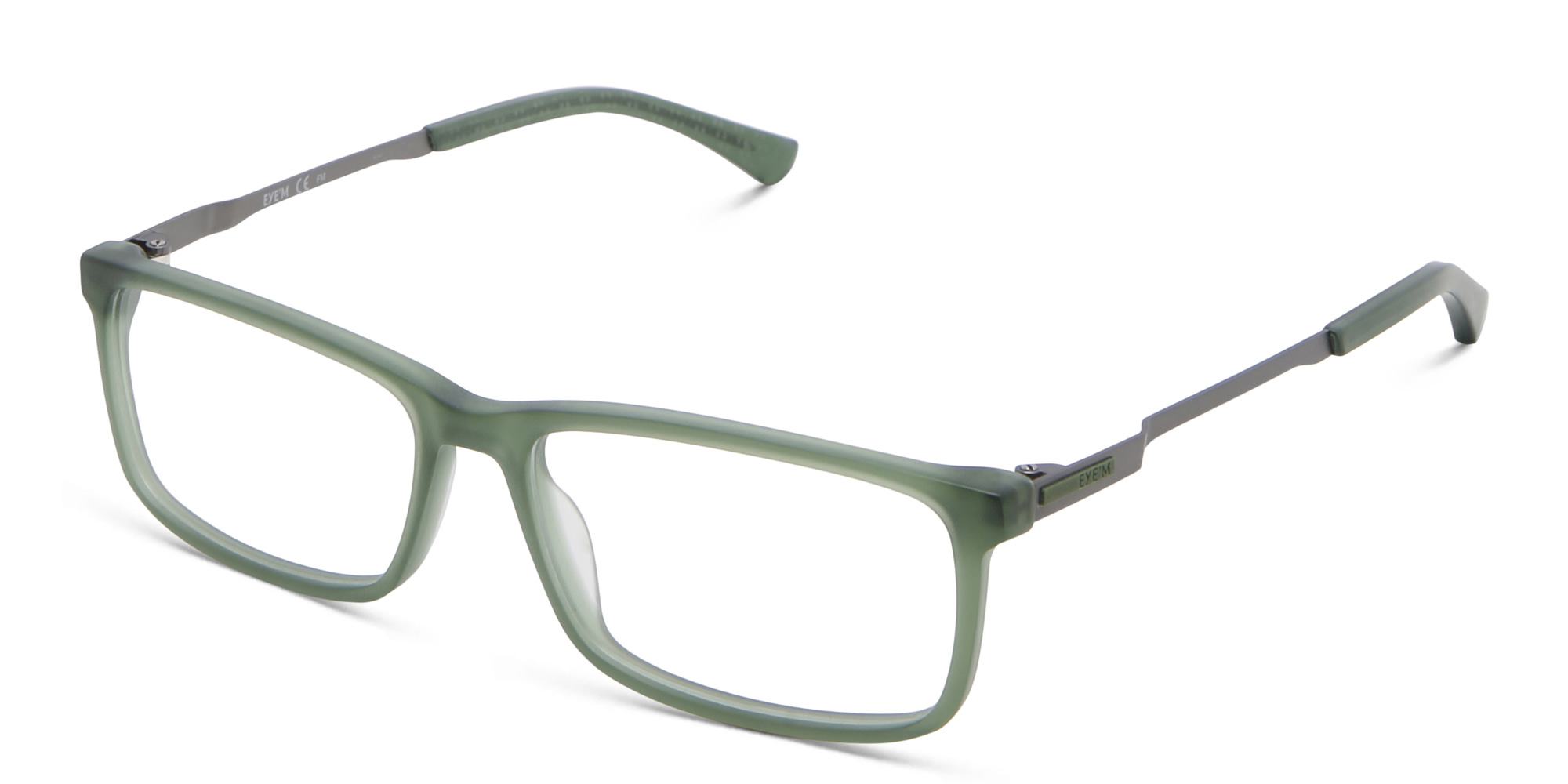 EYE'M Wide Rectangle Eyeglasses in Green – Product Photo 2