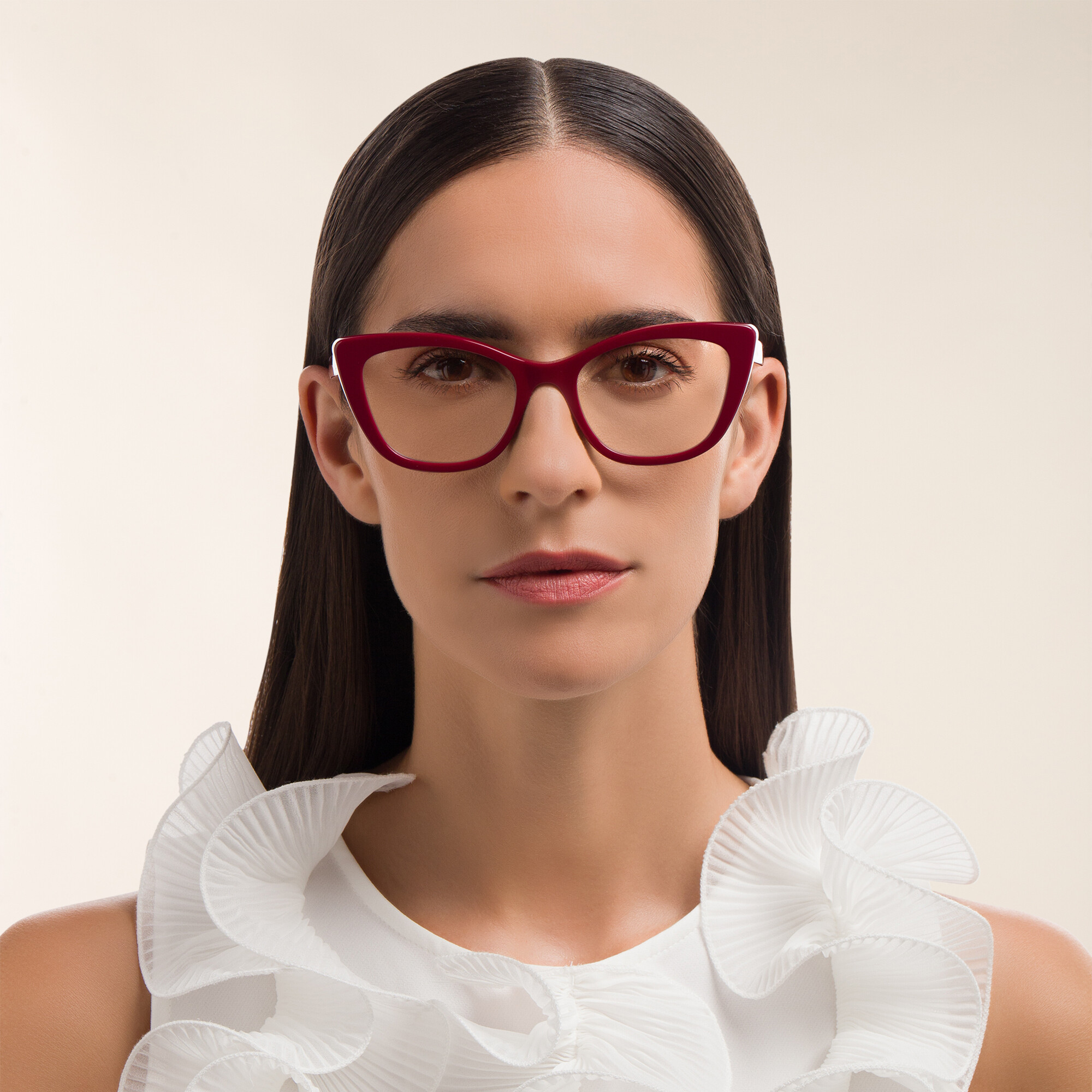 EYE'M Cat Eye Eyeglasses in Red – Product Photo 5