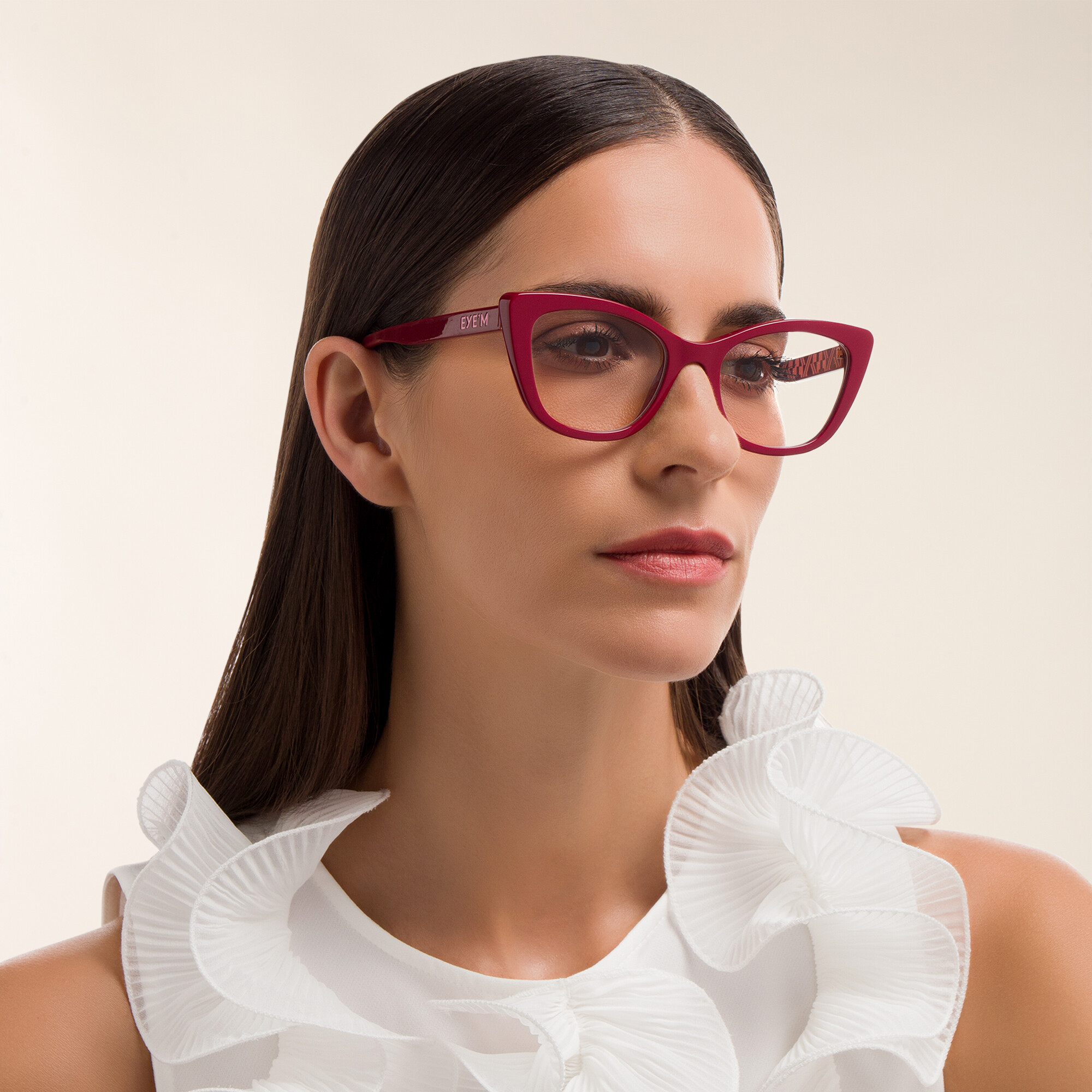 EYE'M Cat Eye Eyeglasses in Red – Product Photo 6