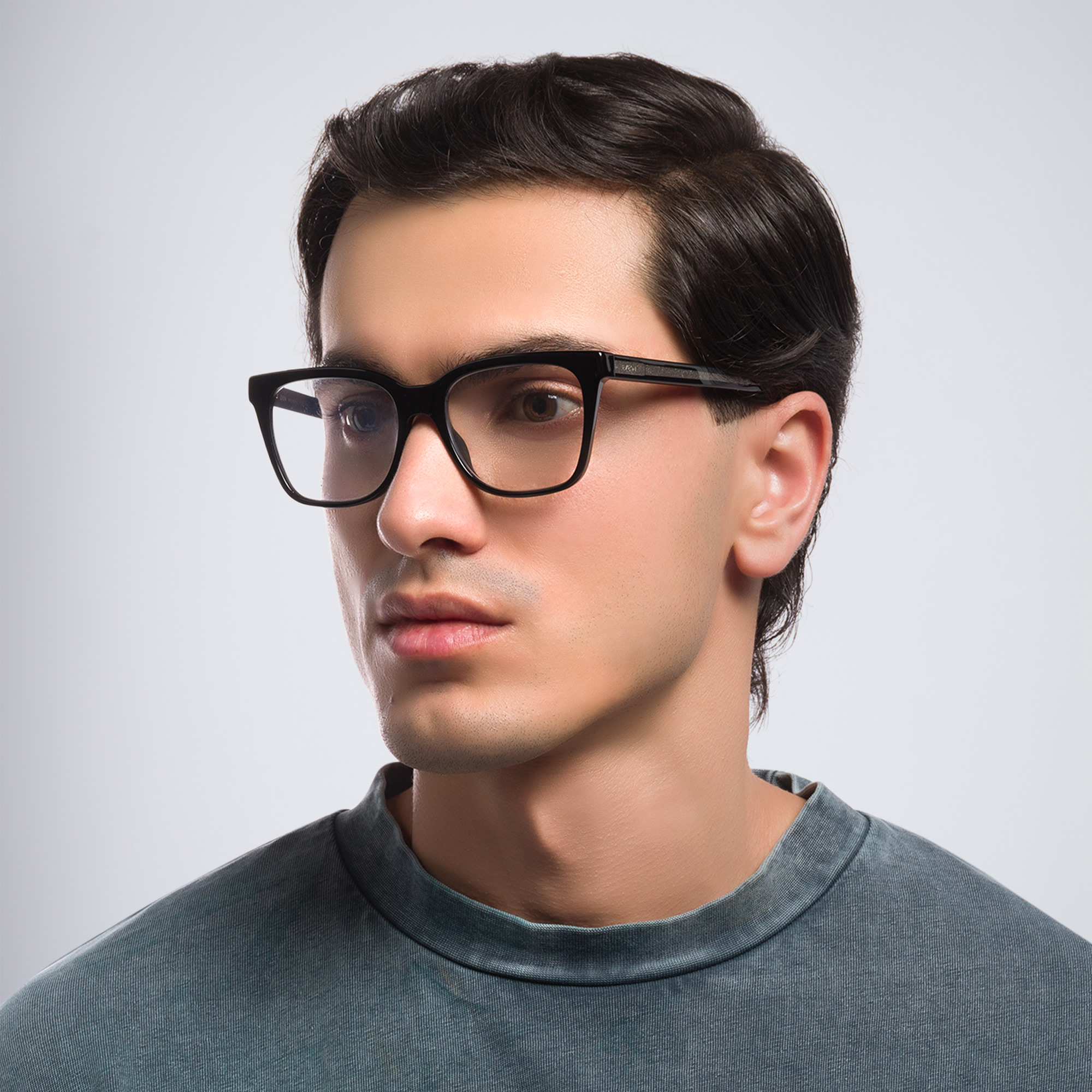 Shop EYE'M Square Eyeglasses in Black online.