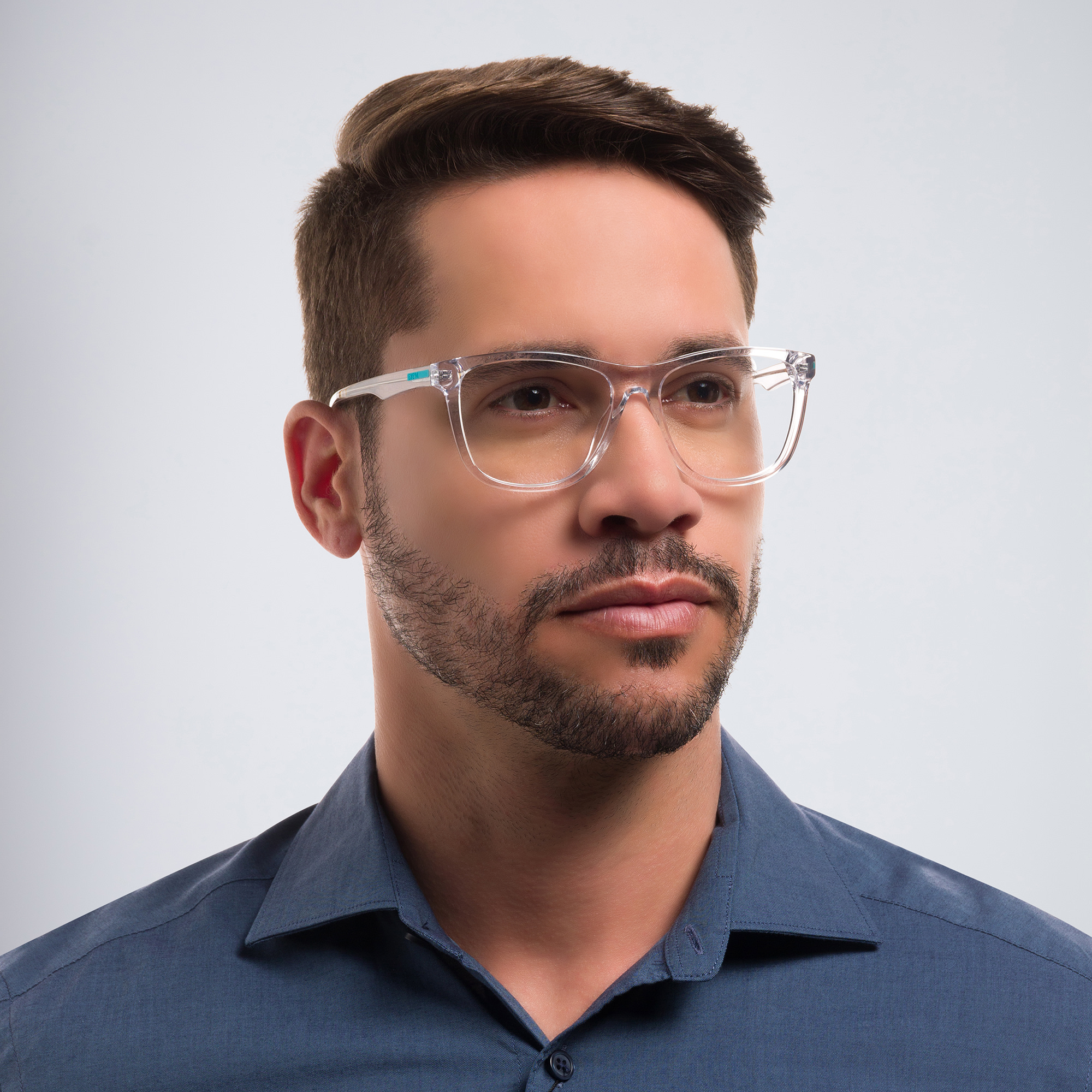 EYE'M Square Eyeglasses in Clear – Product Photo 5