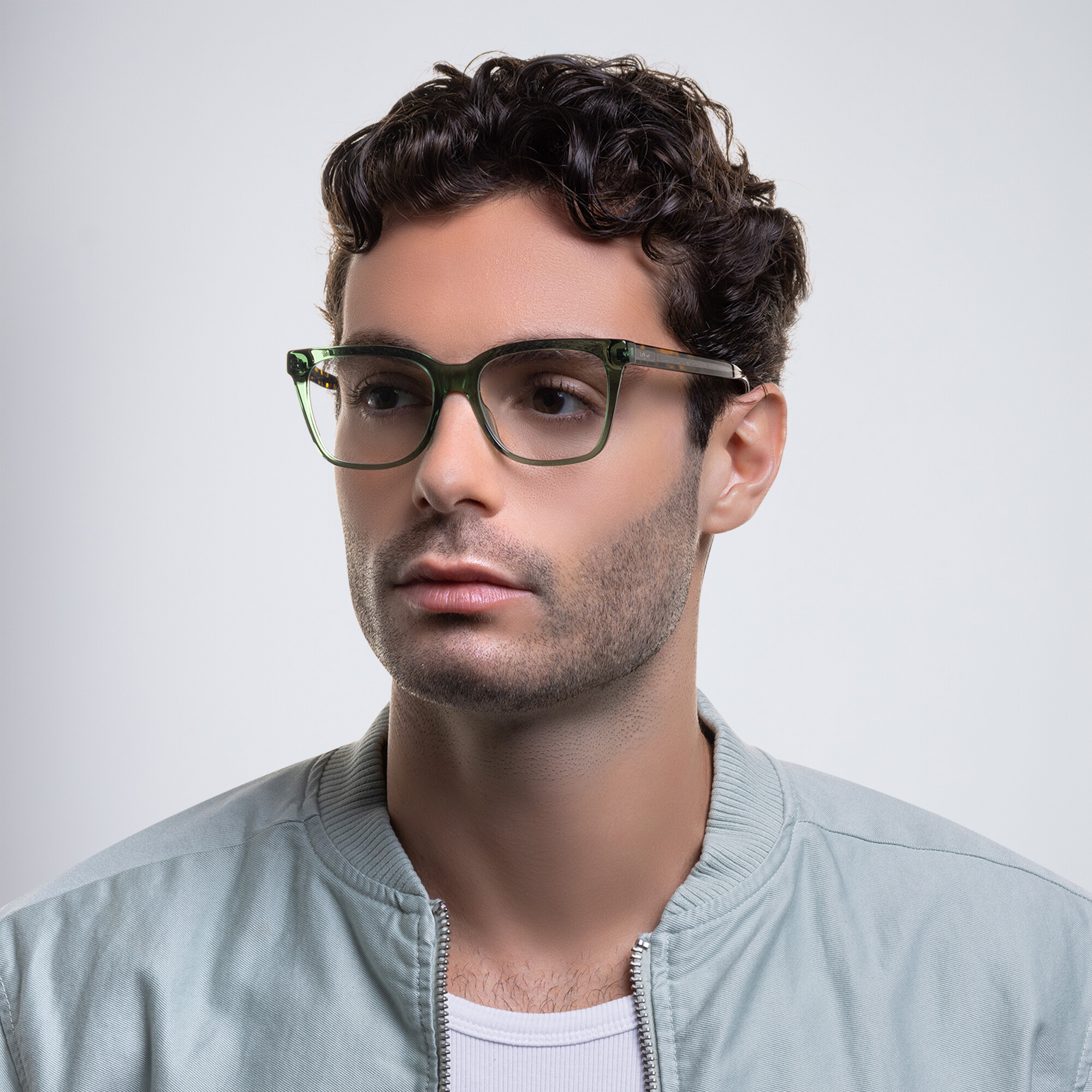 EYE'M Square Eyeglasses in Green – Product Photo 5