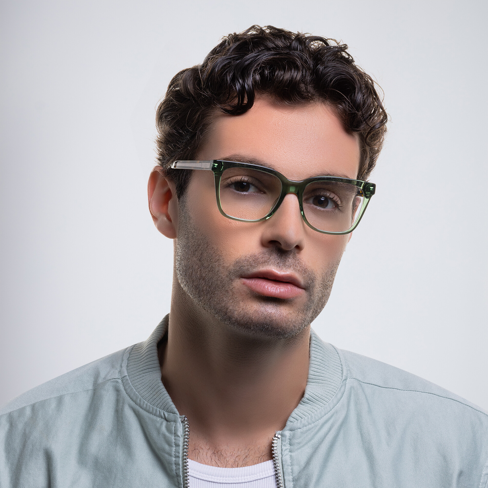 EYE'M Square Eyeglasses in Green – Product Photo 6