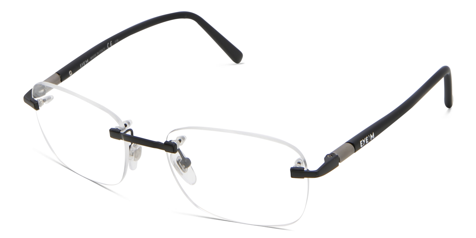 EYE'M Rimless Rectangle Eyeglasses in Black – Product Photo 2
