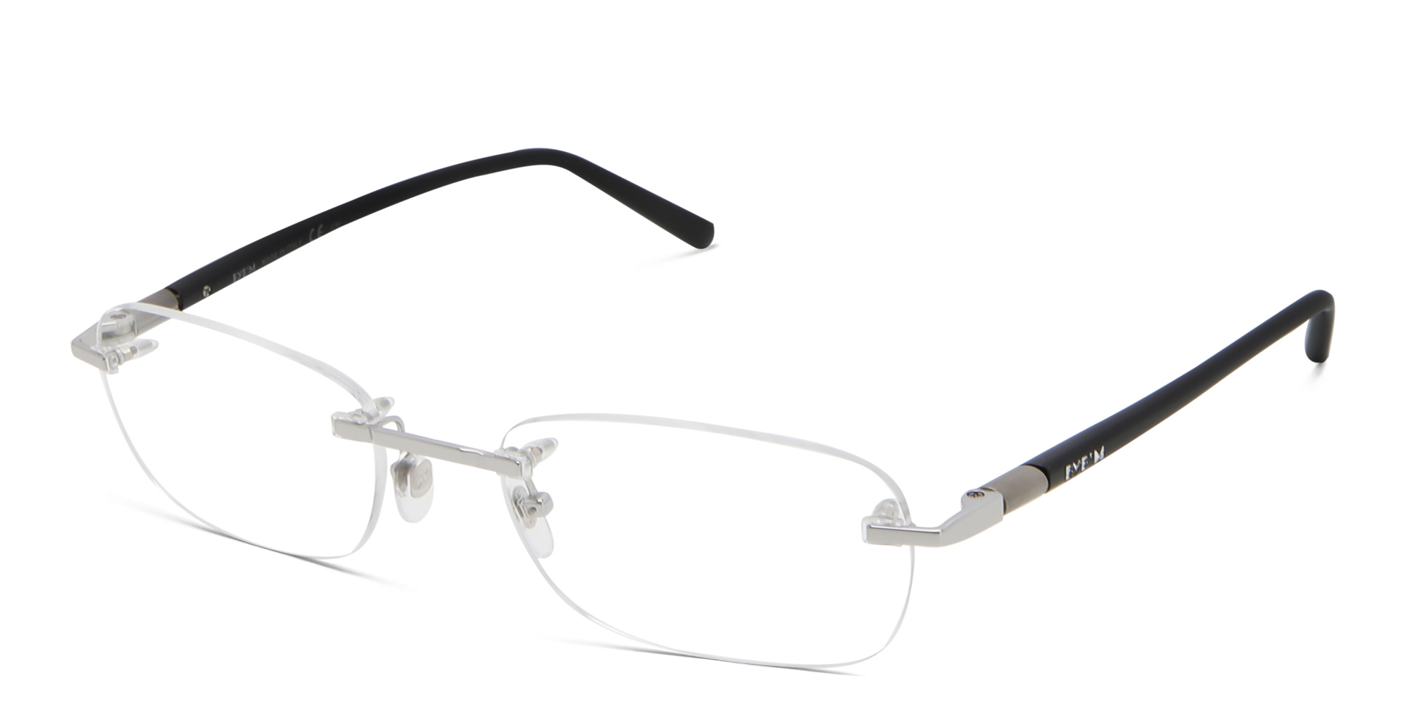Shop EYE'M Rimless Rectangle Eyeglasses in Silver online.