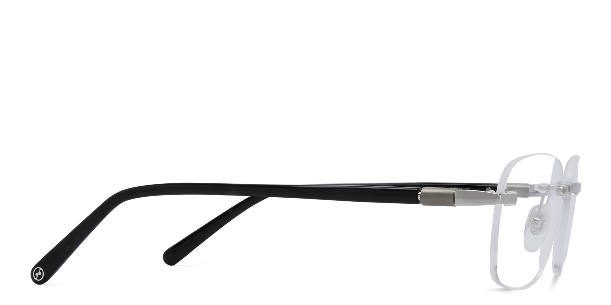 Shop EYE'M Rimless Rectangle Eyeglasses in Silver online.