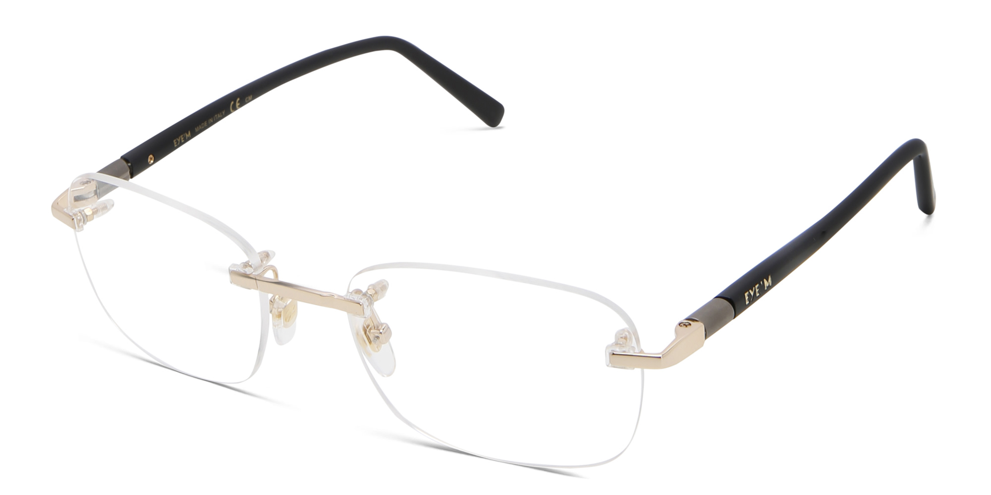 EYE'M Rimless Rectangle Eyeglasses in Gold – Product Photo 2