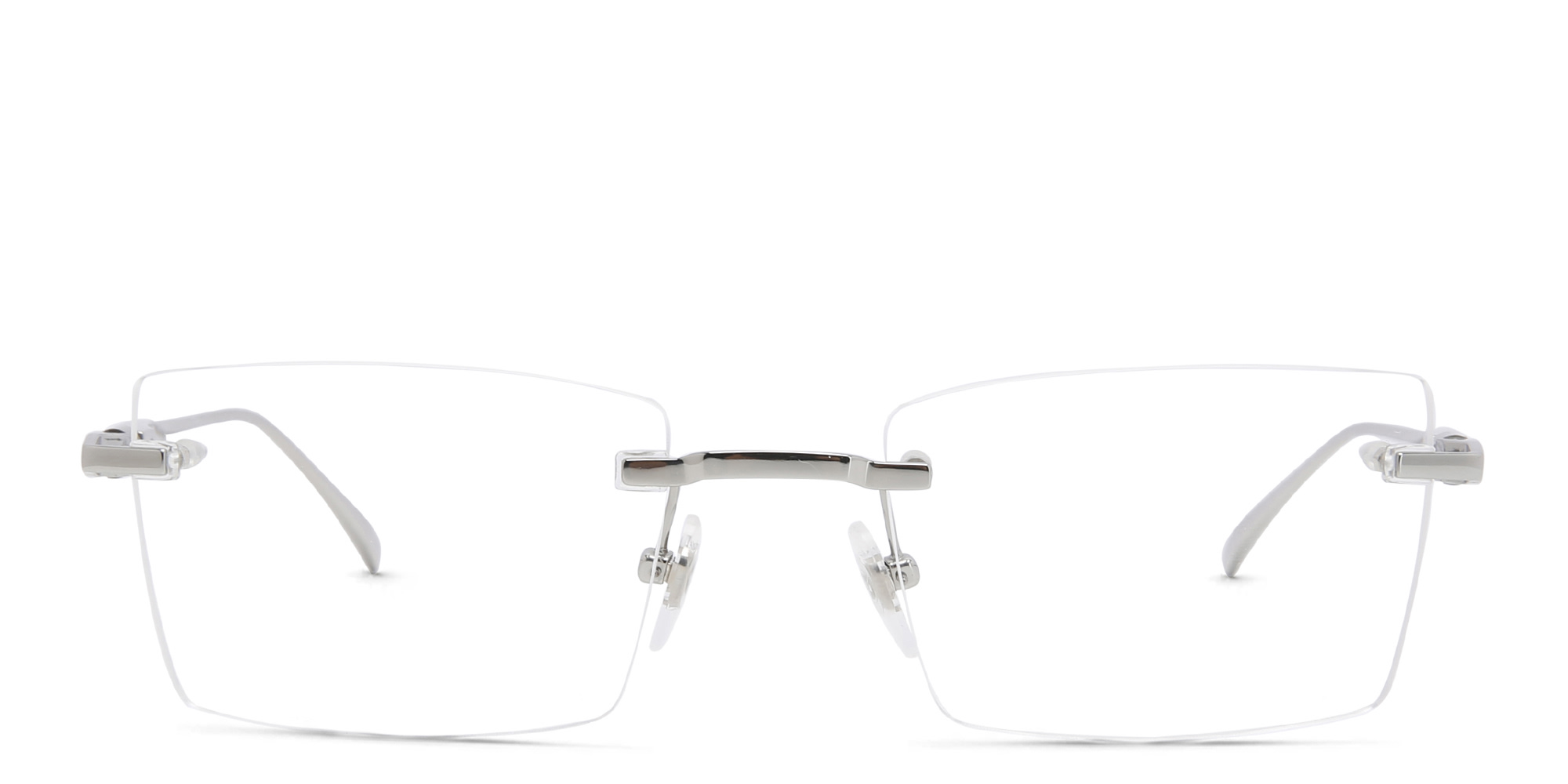 EYE'M Rimless Rectangle Eyeglasses in Silver – Product Photo 1