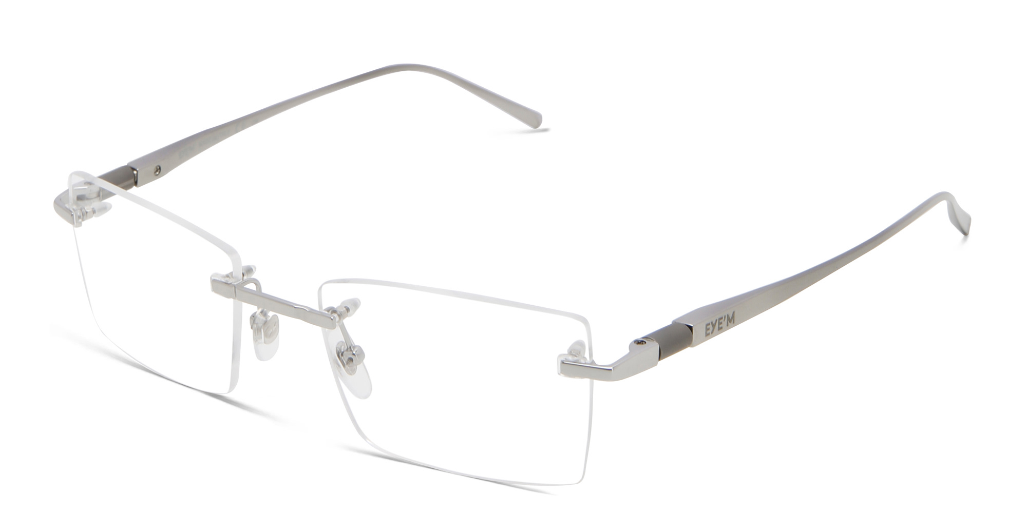 EYE'M Rimless Rectangle Eyeglasses in Silver – Product Photo 2