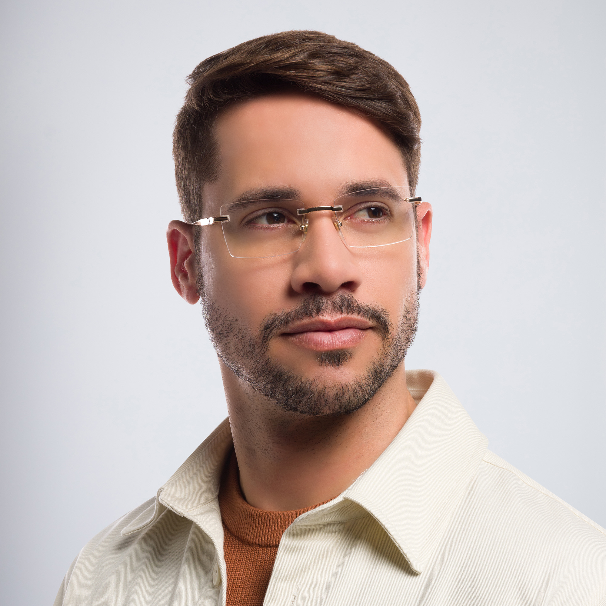 EYE'M Rimless Rectangle Eyeglasses in Gold – Product Photo 6