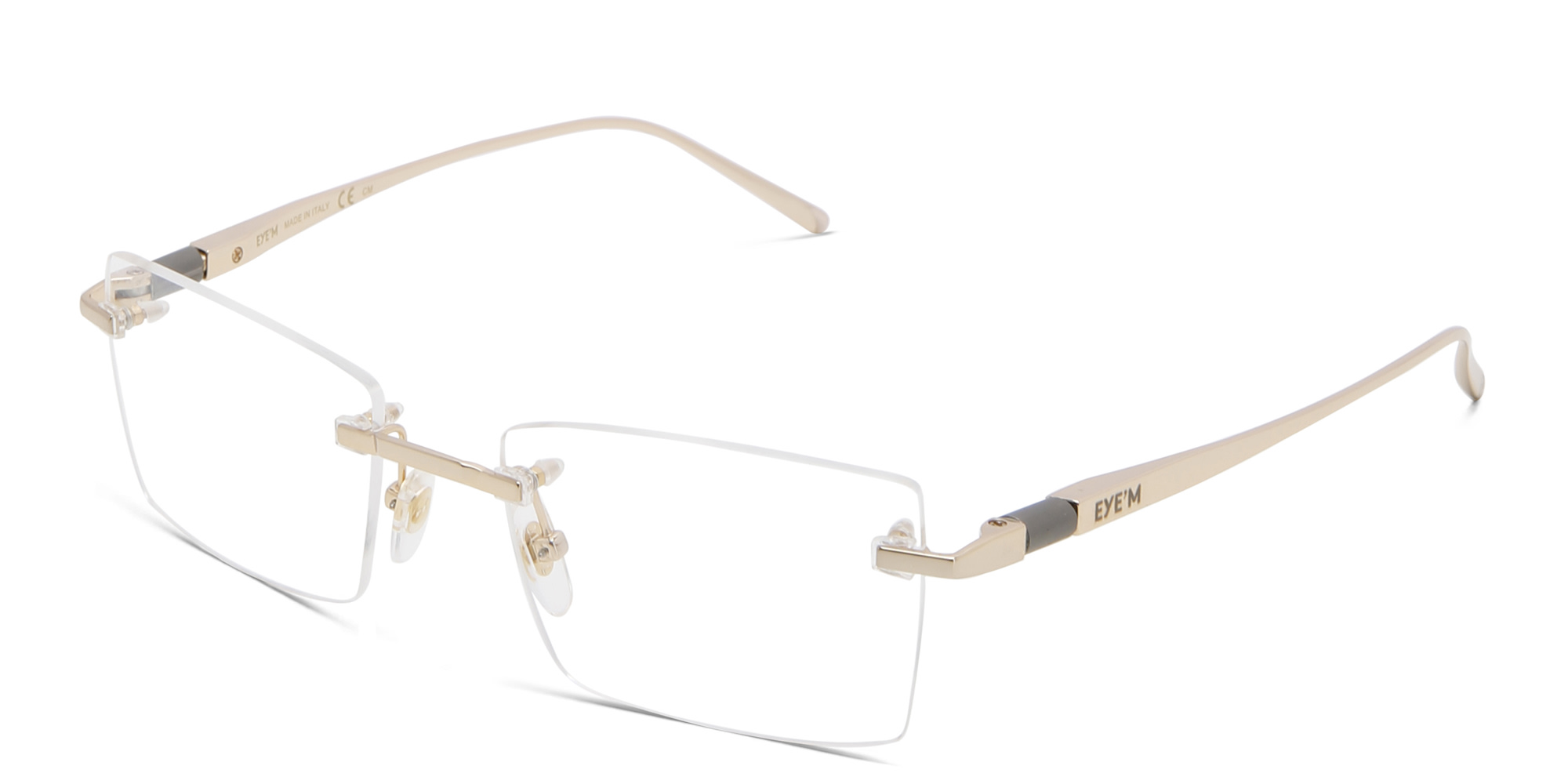 EYE'M Rimless Rectangle Eyeglasses in Gold – Product Photo 2