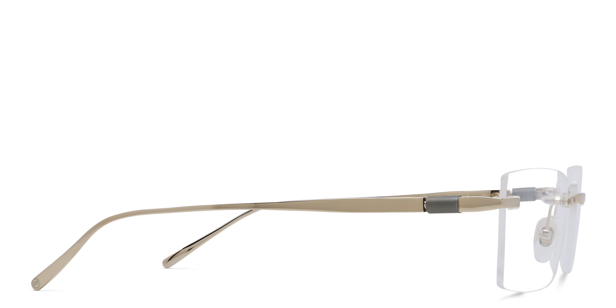 EYE'M Rimless Rectangle Eyeglasses in Gold – Product Photo 3