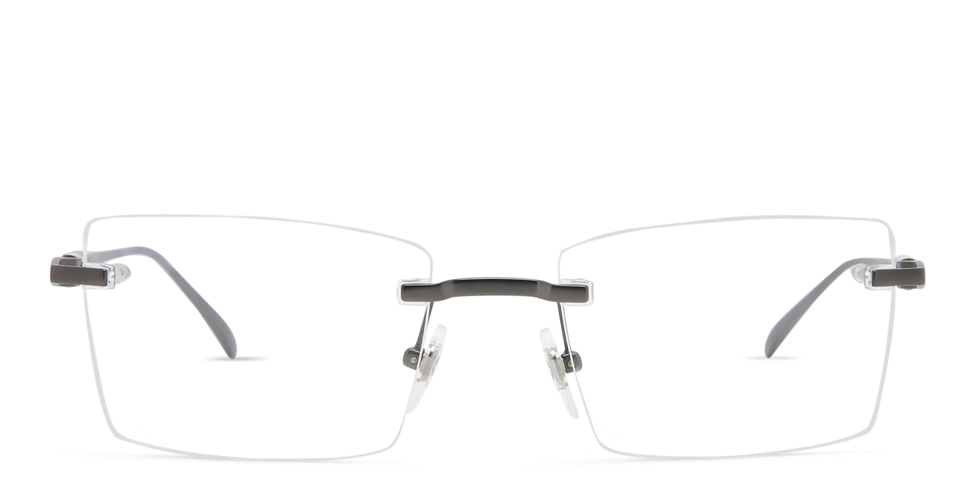 Shop EYE'M Rimless Rectangle Eyeglasses in Gunmetal online.
