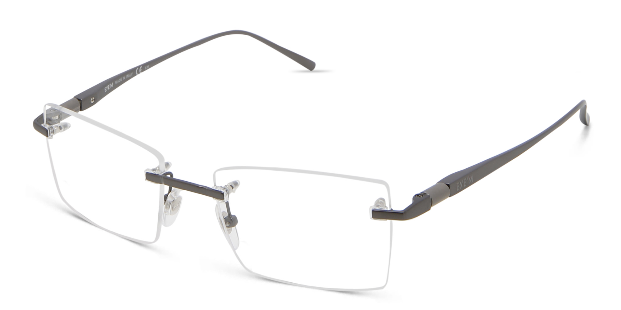 Shop EYE'M Rimless Rectangle Eyeglasses in Gunmetal online.