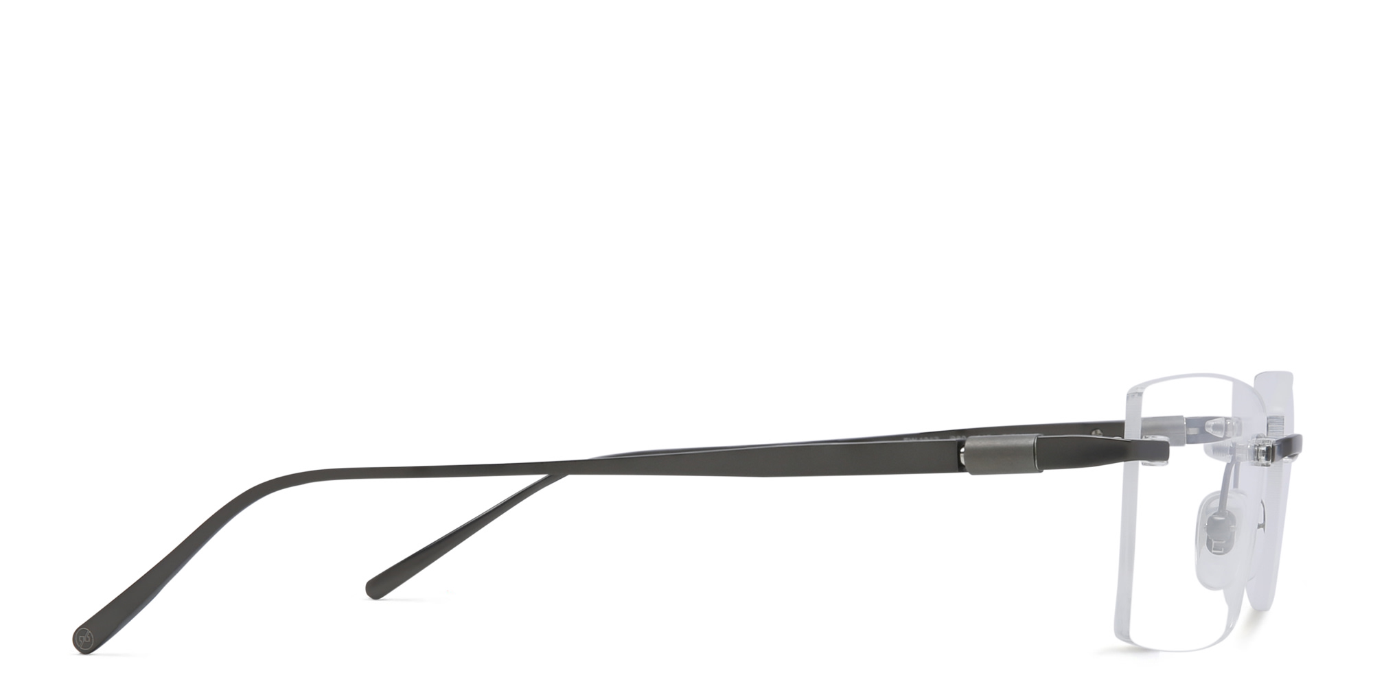 Shop EYE'M Rimless Rectangle Eyeglasses in Gunmetal online.