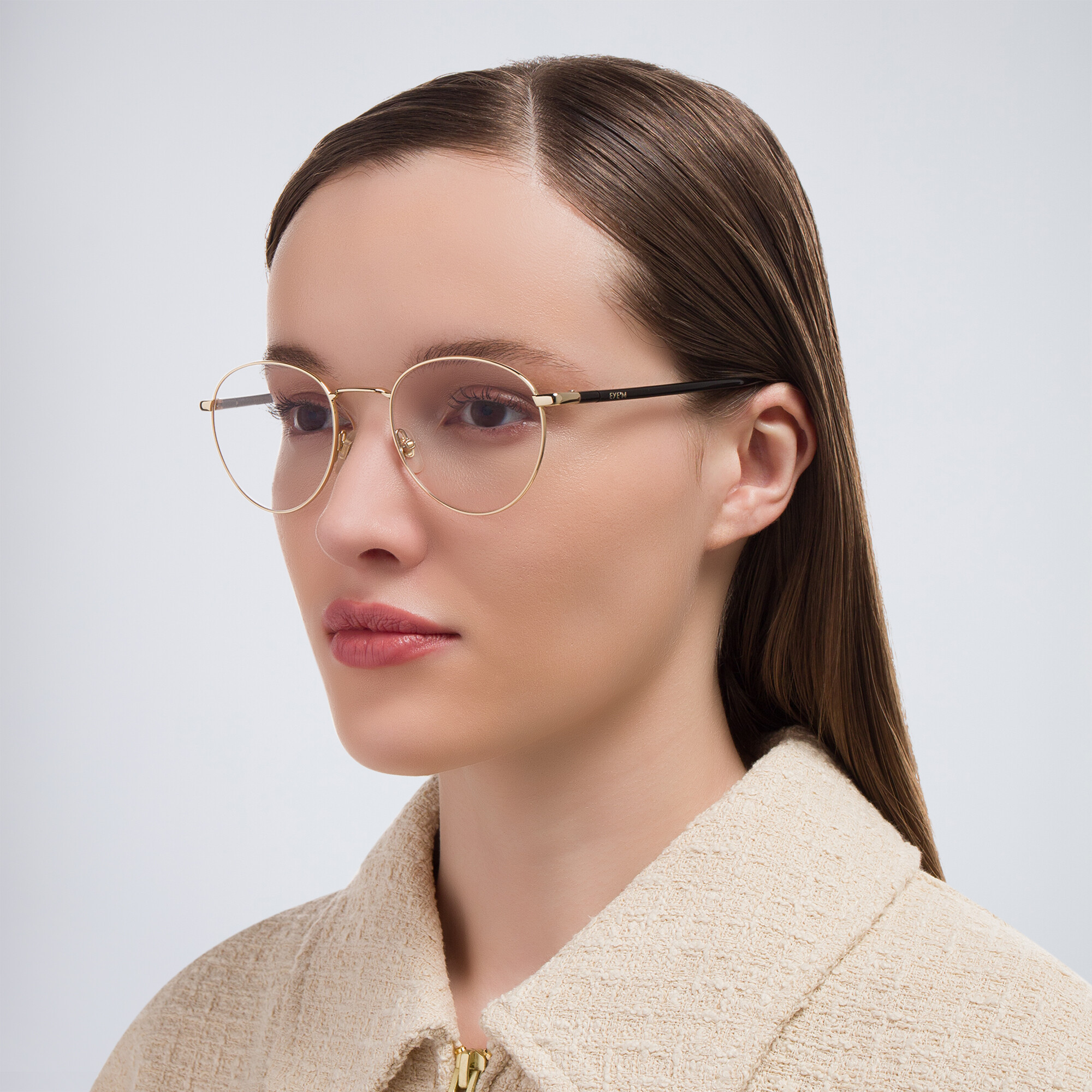 Shop EYE'M Round Eyeglasses in Gold online.