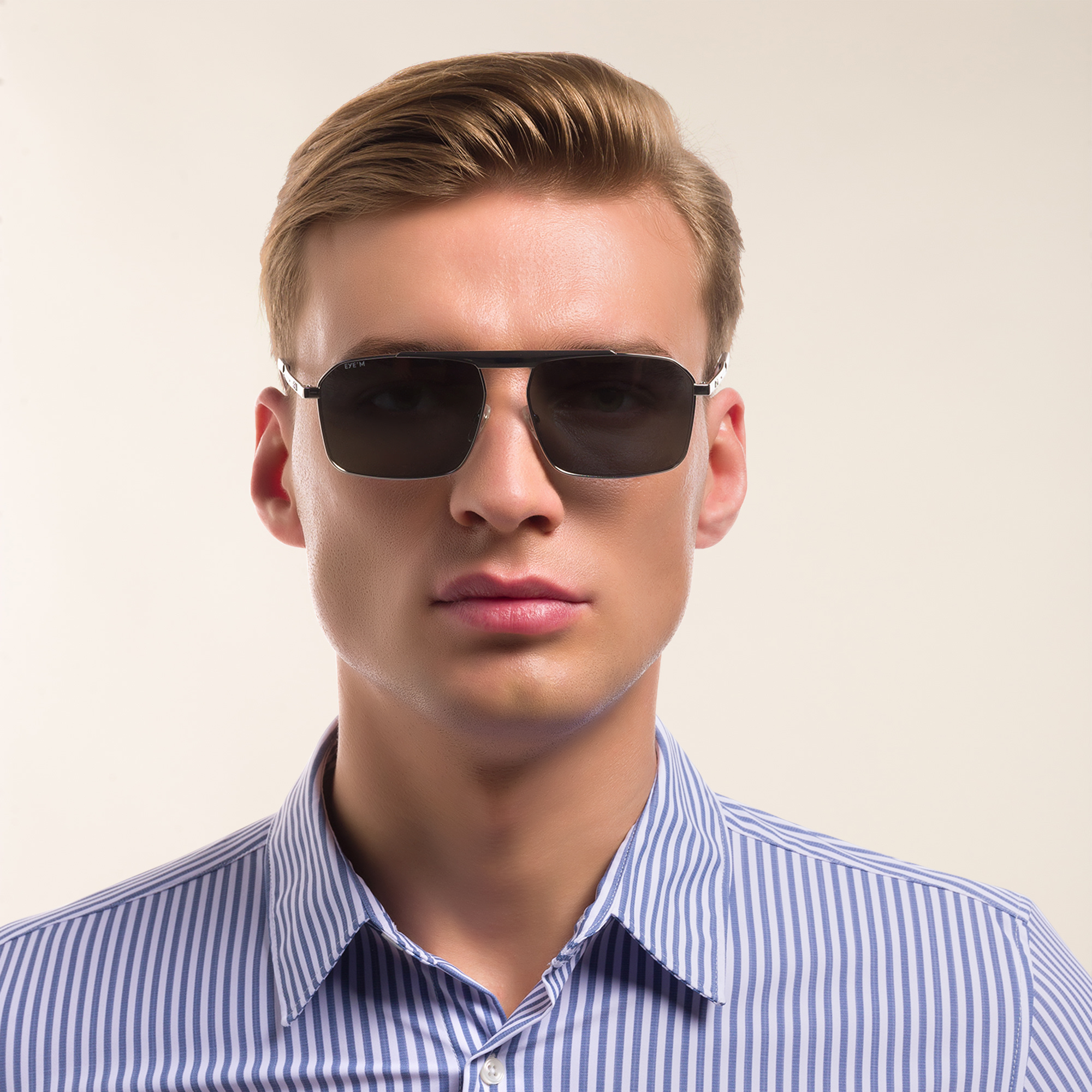 Shop EYE'M Rectangle Sunglasses in Silver online.