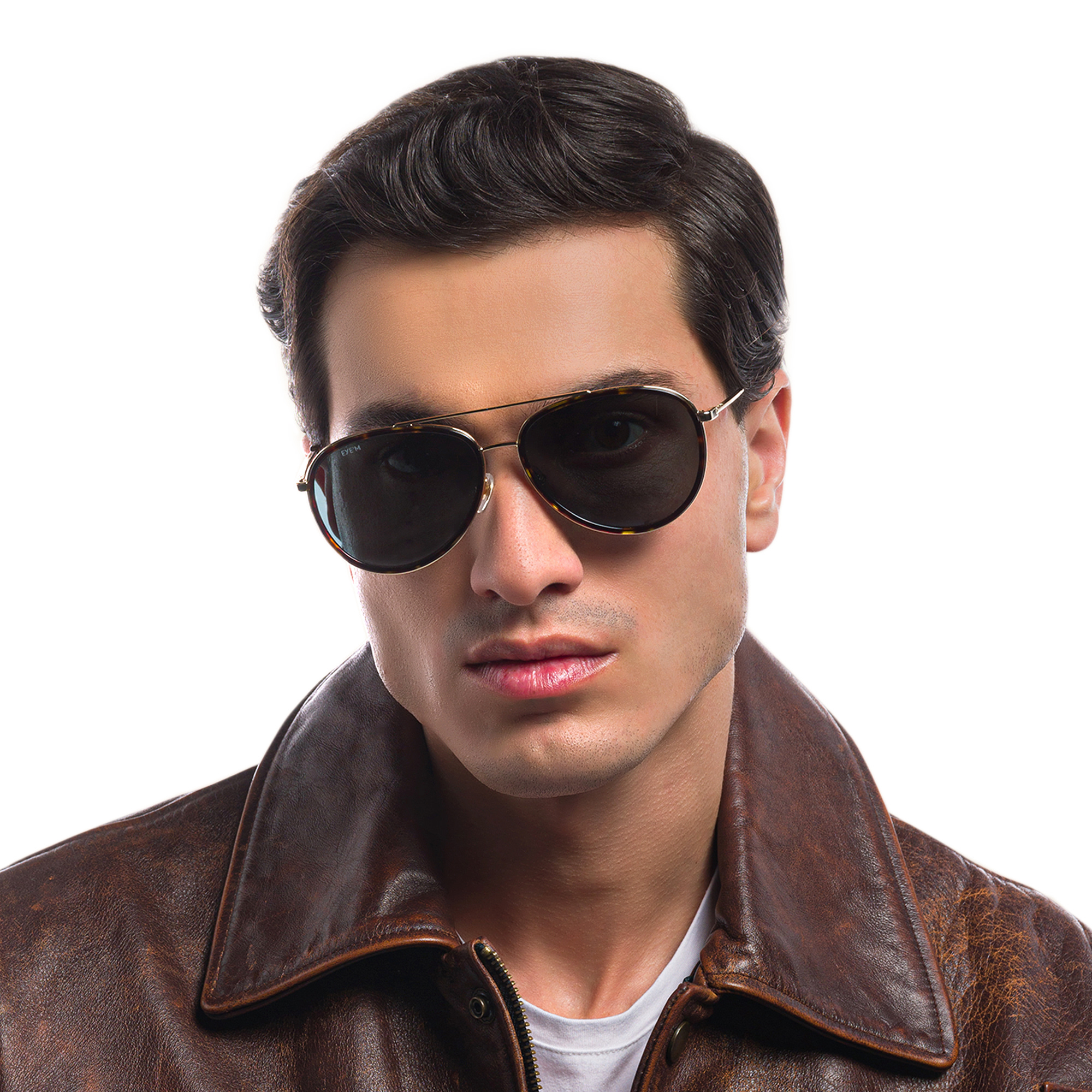 Shop EYE'M Unisex Aviator Sunglasses in Havana online.