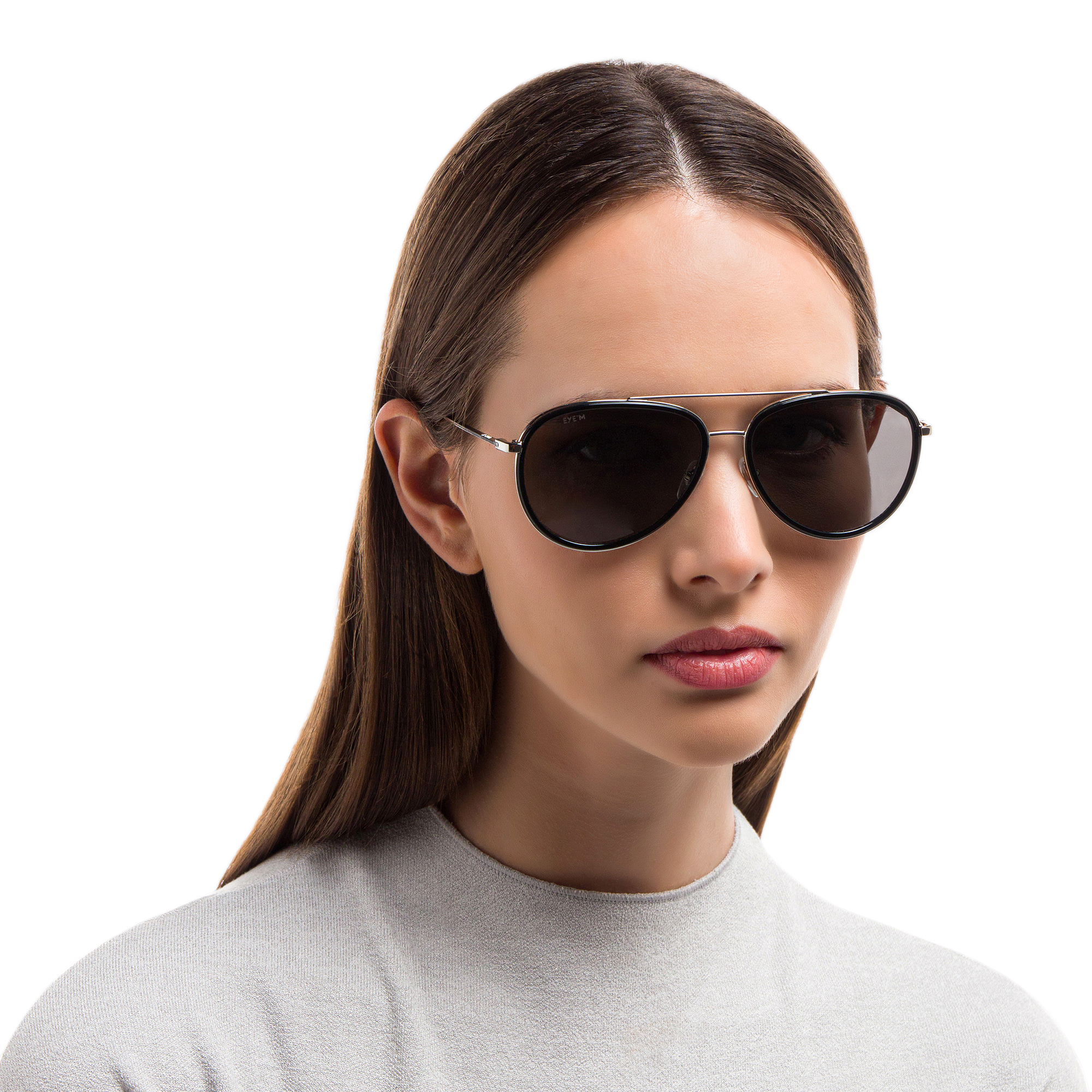 EYE'M Unisex Aviator Sunglasses in Black – Product Photo 5