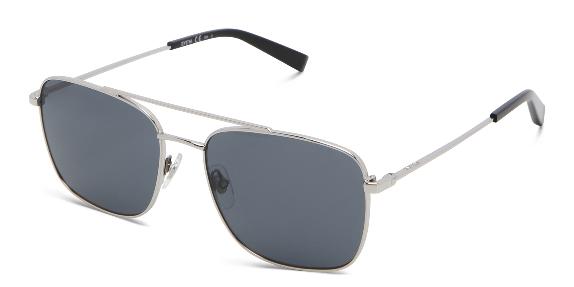 EYE'M Unisex Square Sunglasses in Silver – Product Photo 2