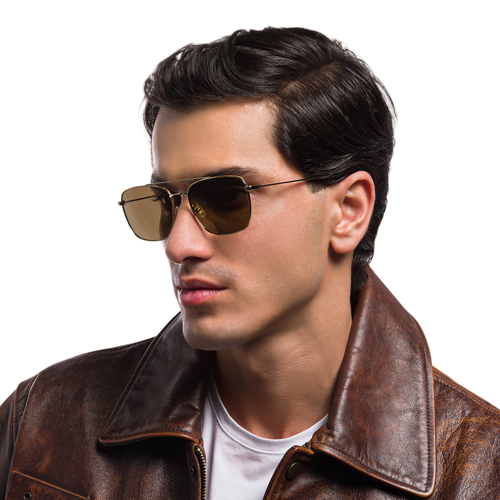 Shop EYE'M Unisex Square Sunglasses in Gold online.