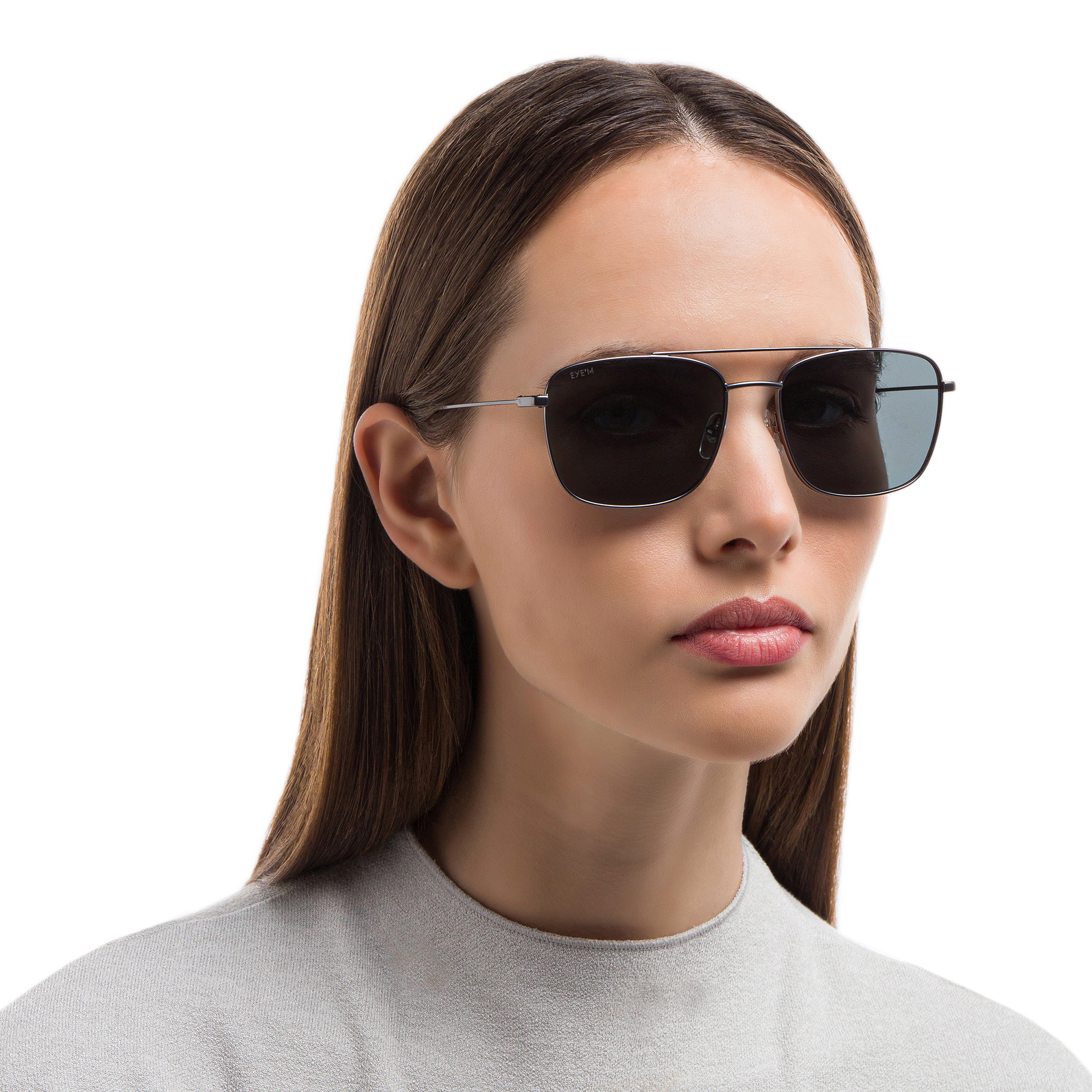 EYE'M Unisex Square Sunglasses in Gunmetal – Product Photo 6