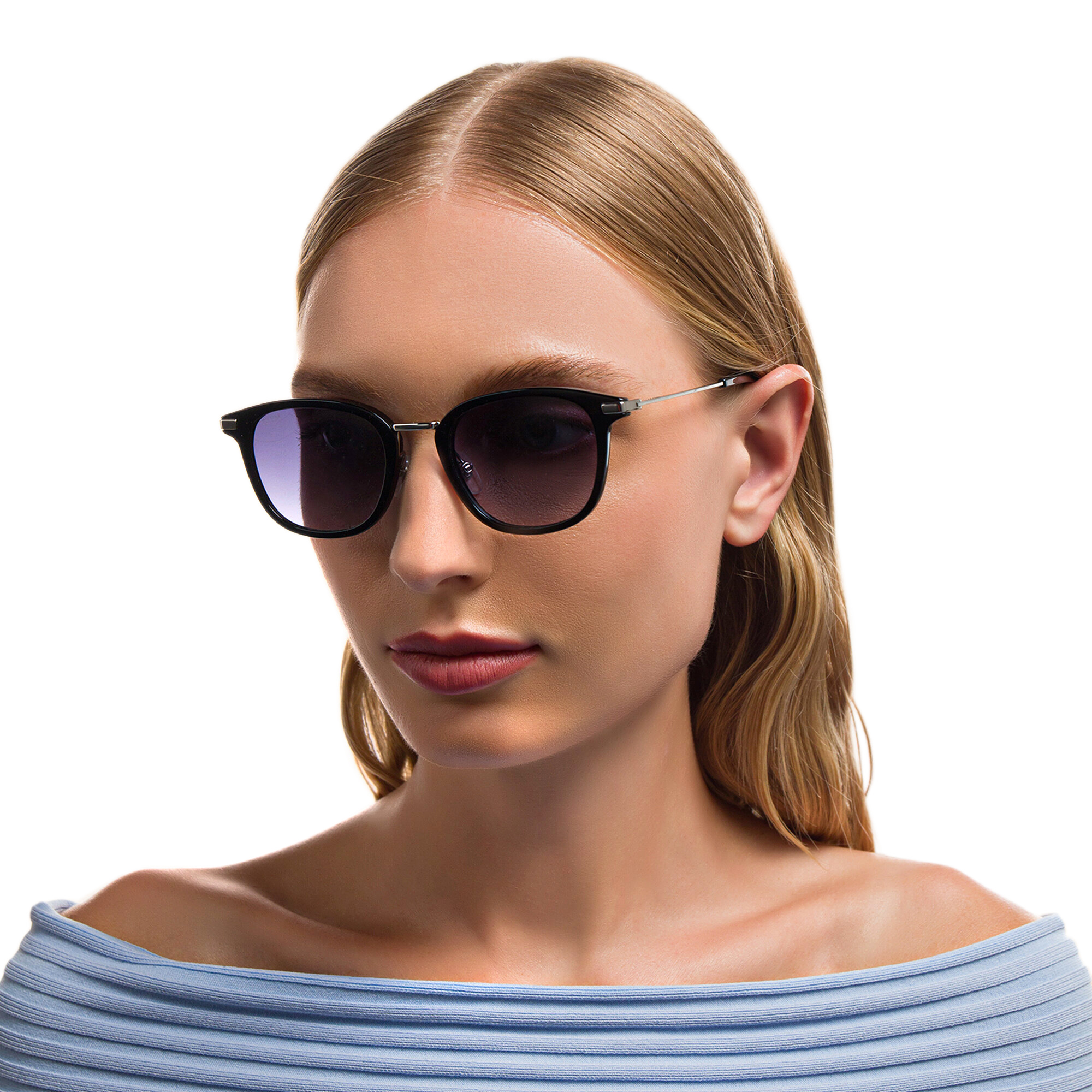 EYE'M Unisex Square Sunglasses in Black – Product Photo 6