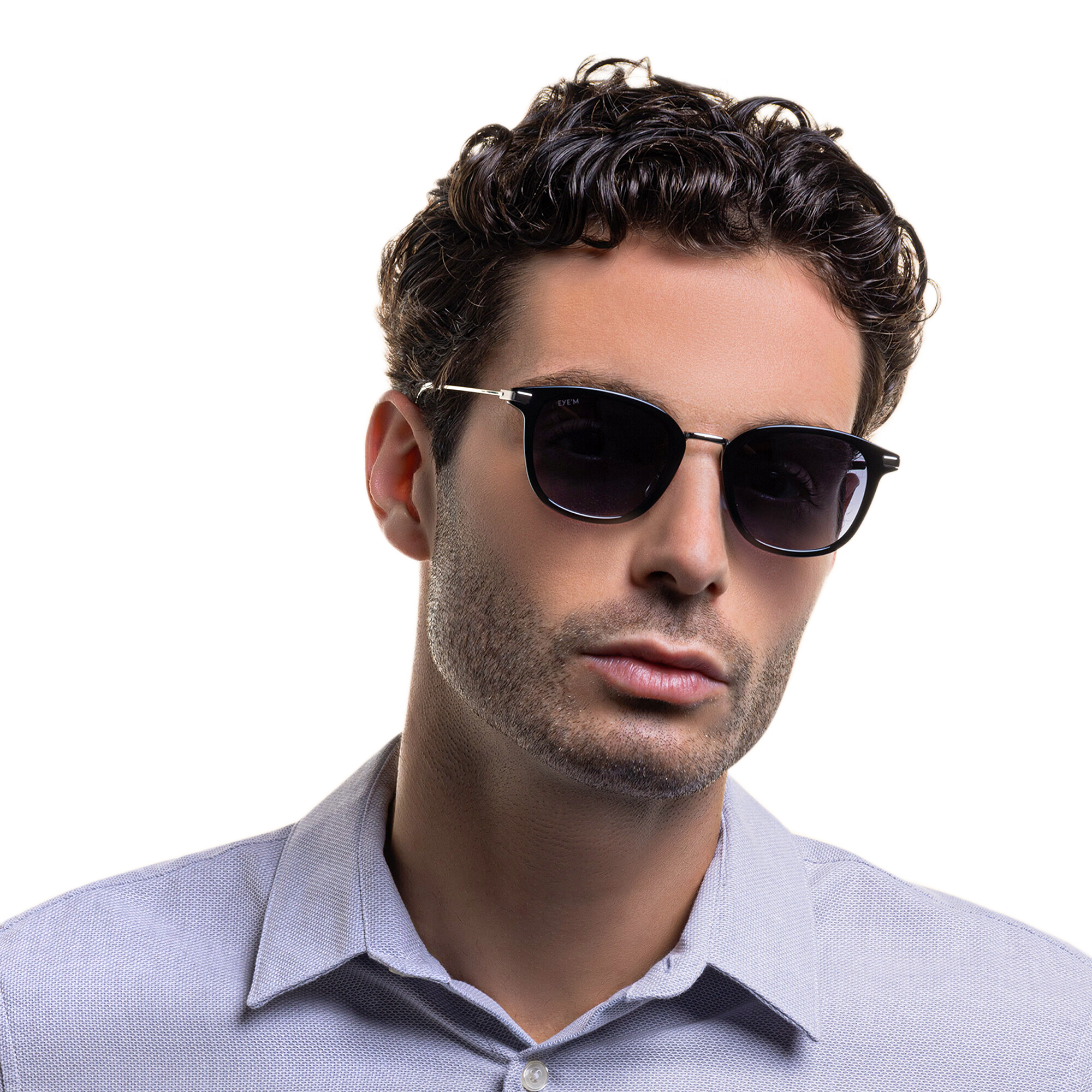 EYE'M Unisex Square Sunglasses in Black – Product Photo 8