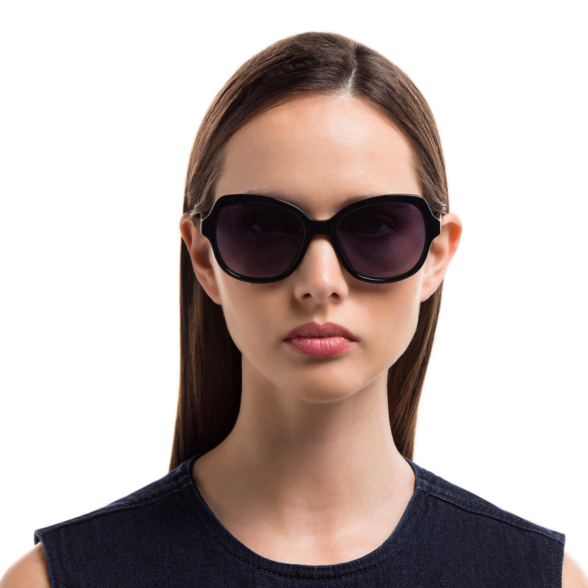 Shop EYE'M Square Sunglasses in Black online.