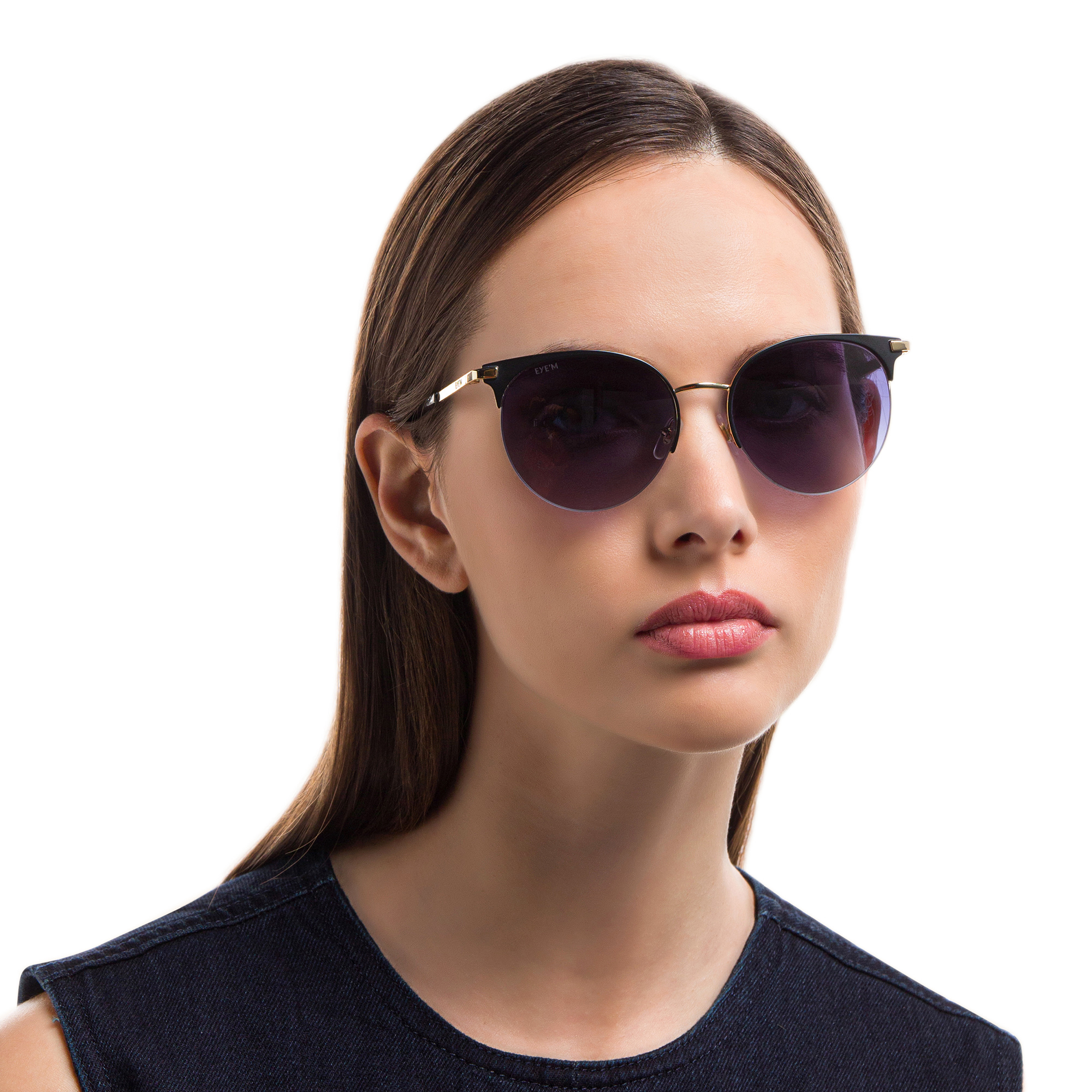 Half rim round sunglasses best sale
