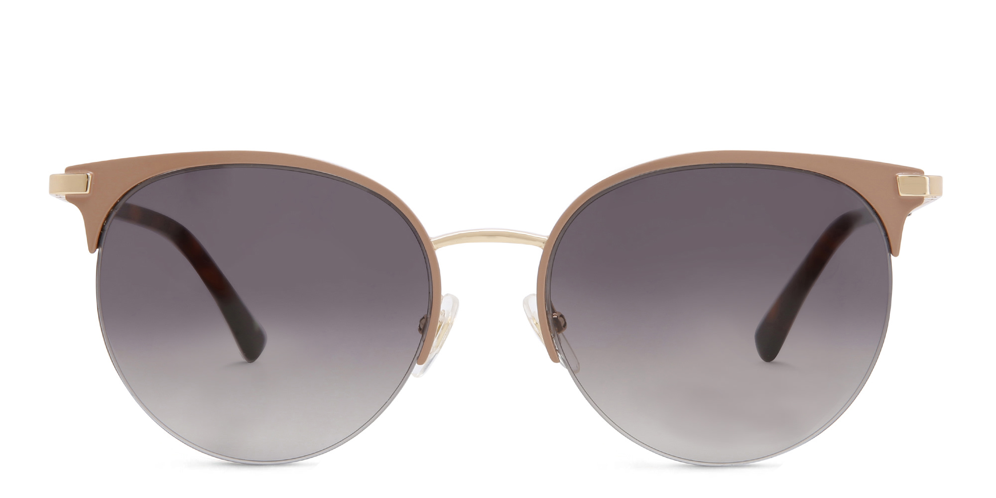 EYE'M Half Rim Round Sunglasses in Nude – Product Photo 1